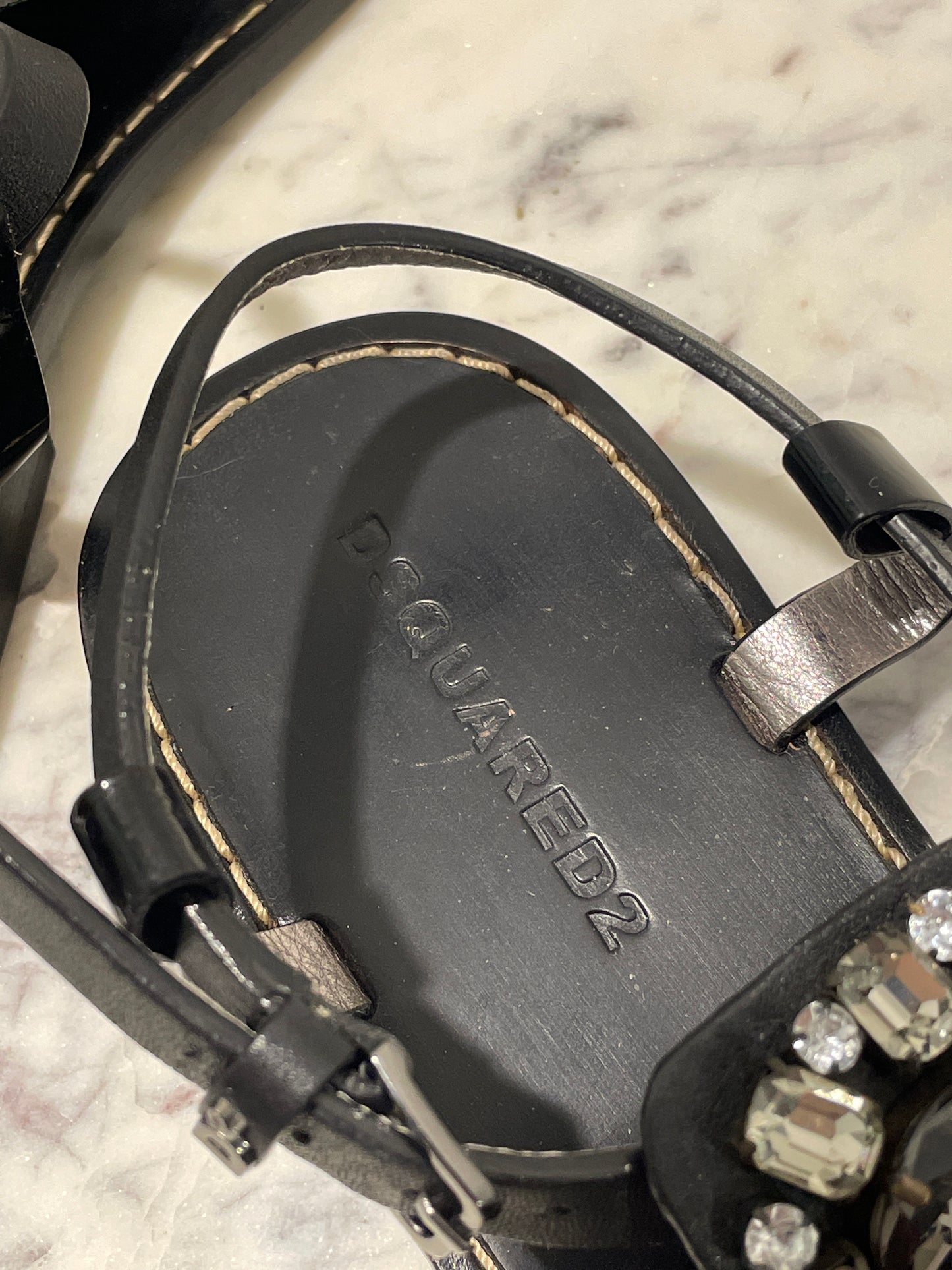 Dsquared2 - Crystal Embellished Sandals – Size 38 / Black