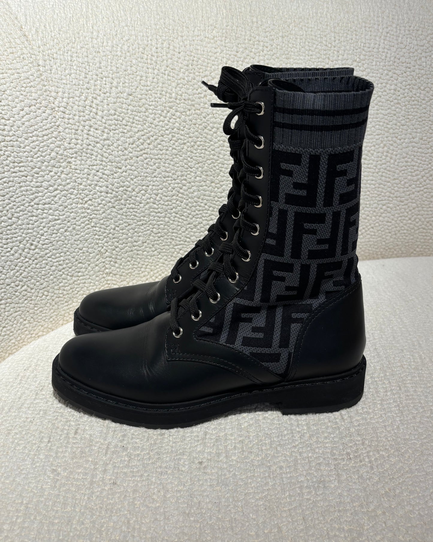 Fendi Boots - Leather & Stretch - Black & Grey