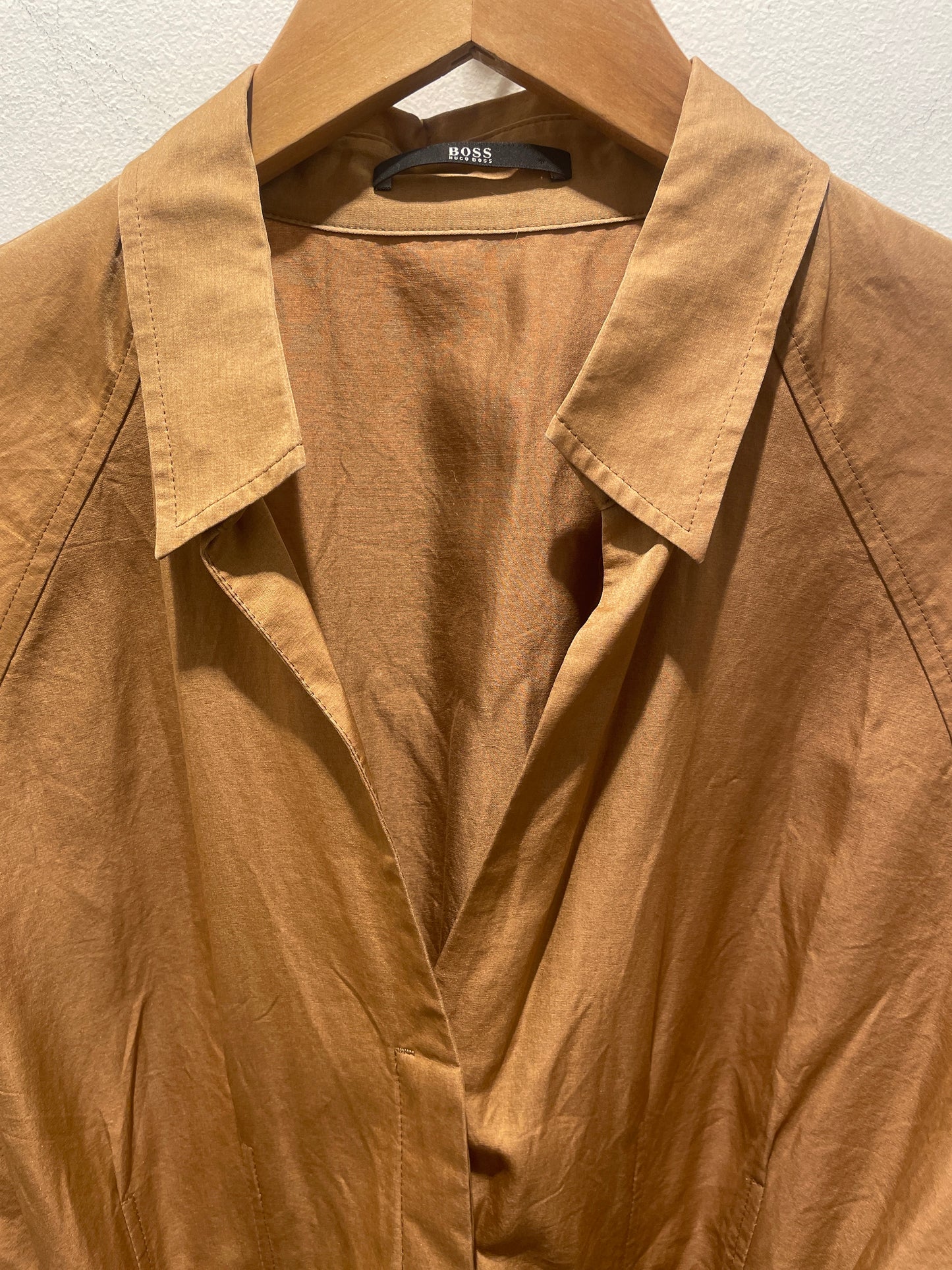 BOSS dress – Camel poplin shirtdress with tie-belt  - M