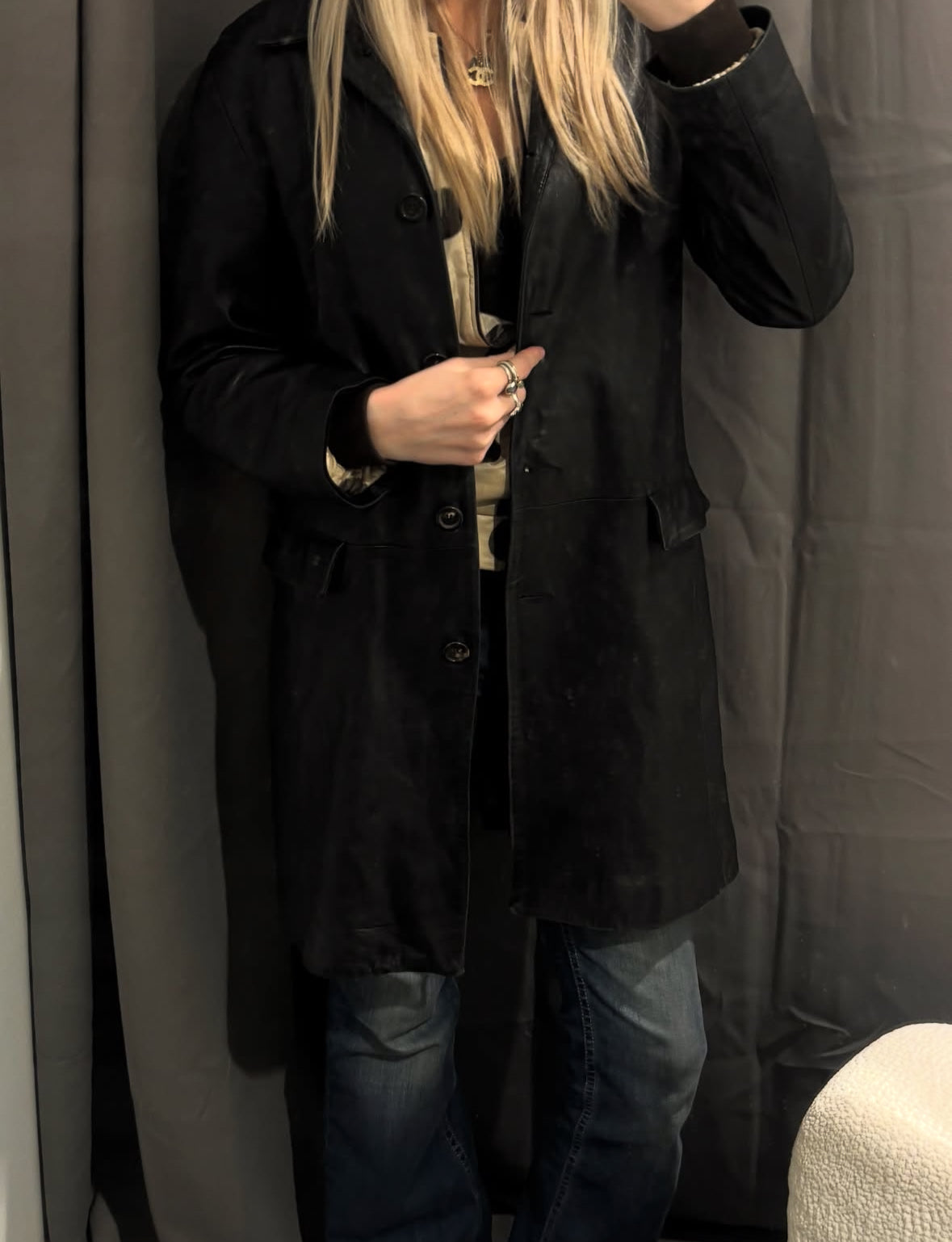 Burberry Leather jacket - Black & Monogram Lining - Size S/M