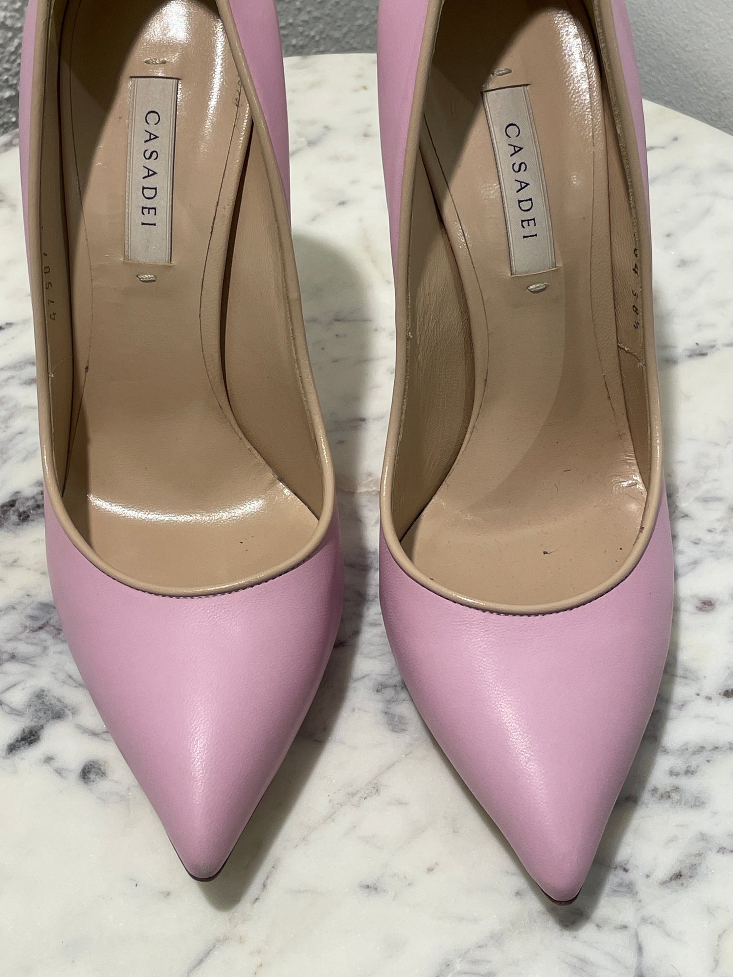 Casadei Classic Pastel Pink 'Blade' Steel Heel Pumps – Brand New & Unworn - 38,5