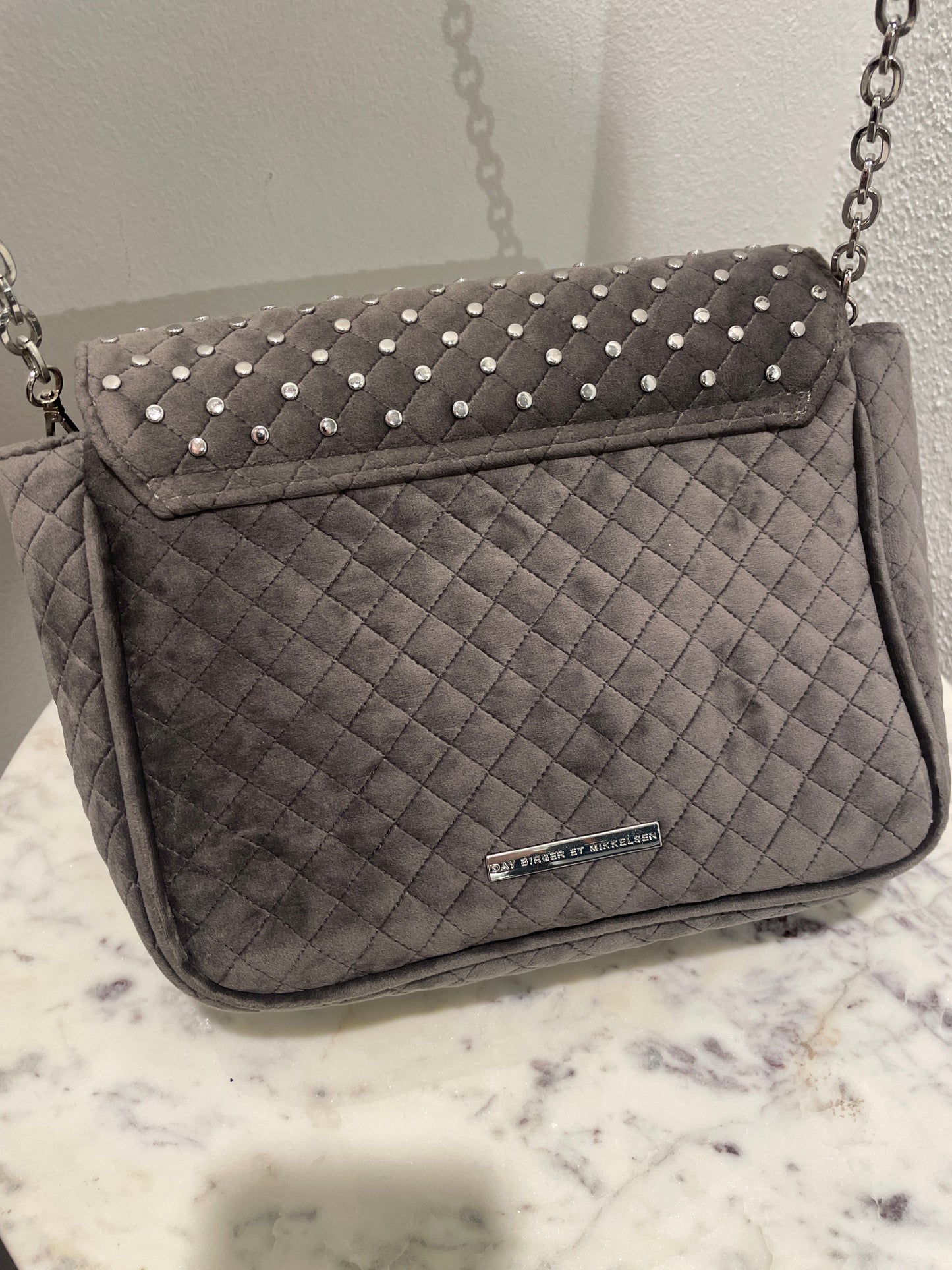 Day - Grey Studded Crossbody Bag - 27x22x8 cm