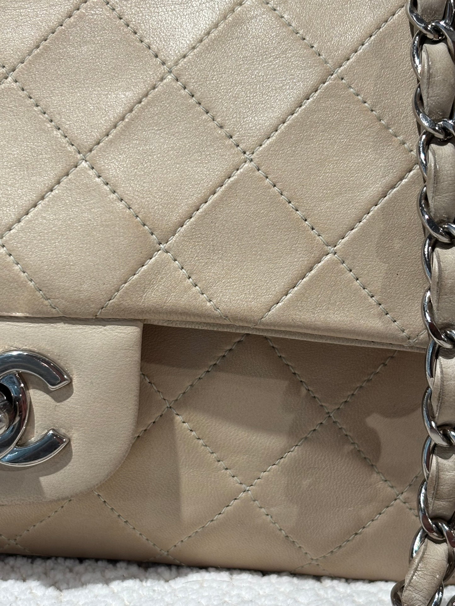 Chanel Classic Flap Bag - Small – Beige Lambskin & Silver Hardware