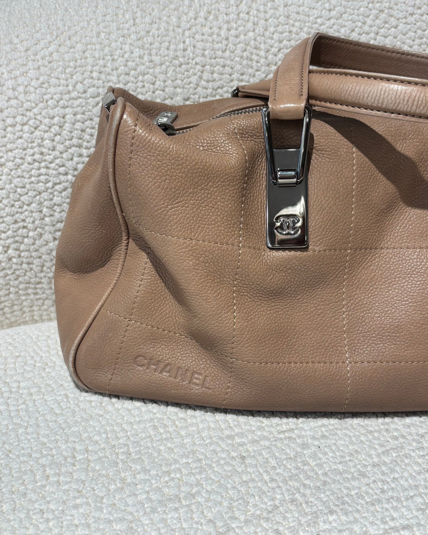 Chanel Bag - Chocobar – Beige/Dusty Rose Leather & Silver Hardware