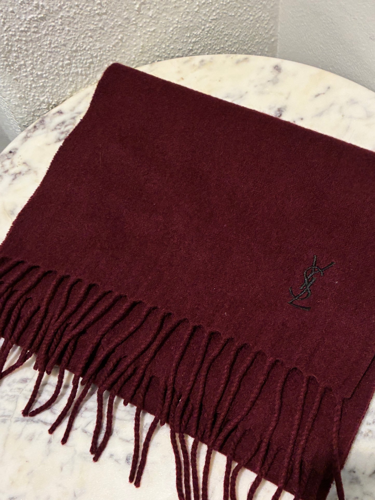 YSL Scarf - Cashmere - Burgundy & Black