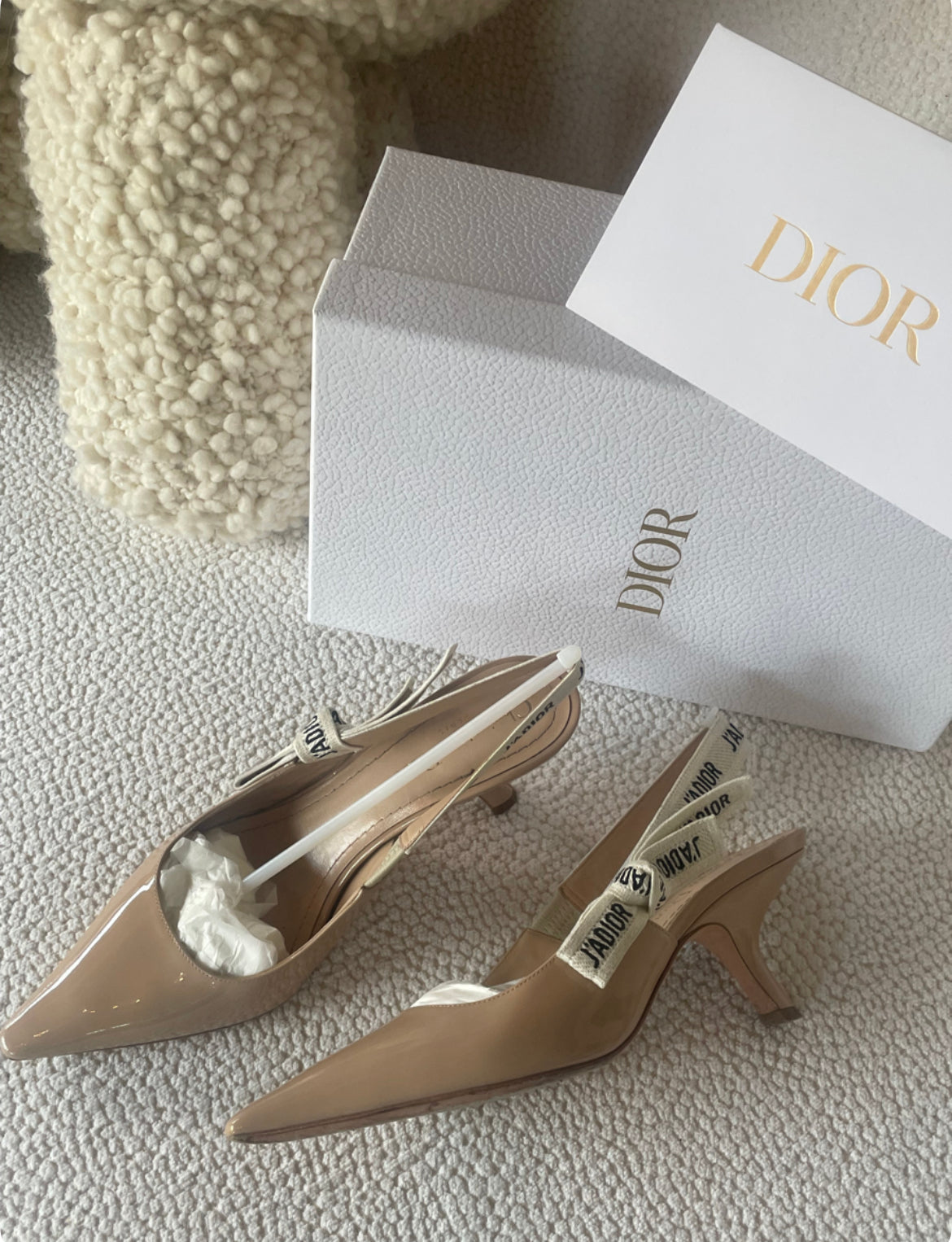 Dior - J’Adior slingback pump - Nude patentlæder - 38