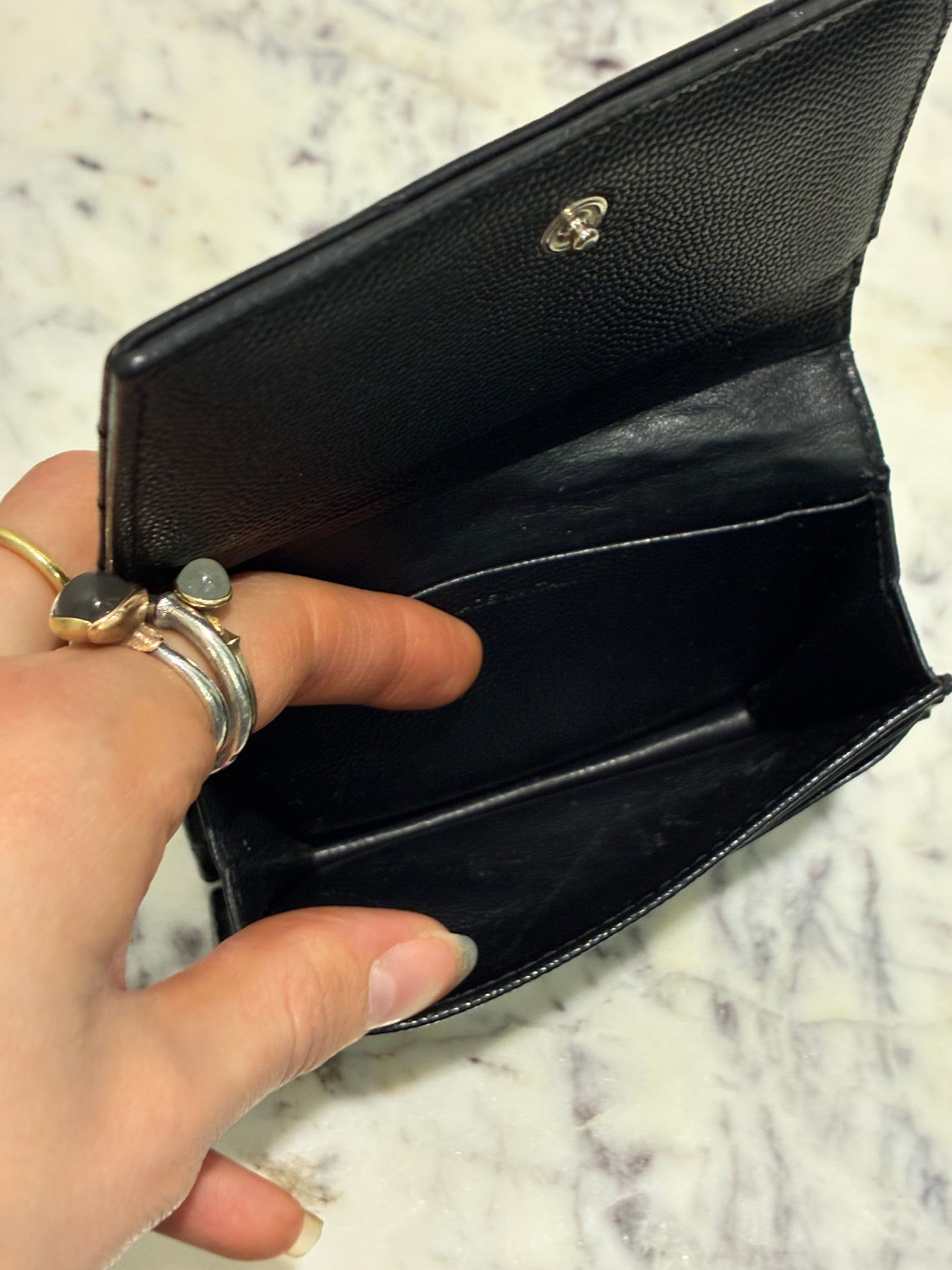 YSL Wallet - Black Calfskin & Silver Logo