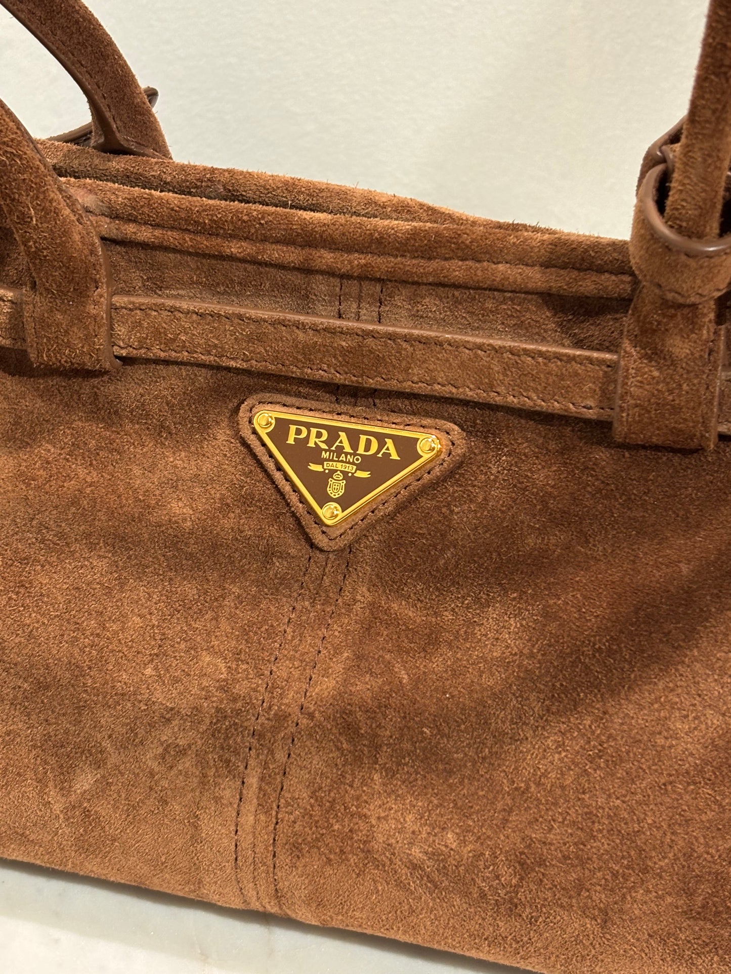 Prada - Suede Triangle Medium Bonnie - Cinnamon - Medinas Wardrobe