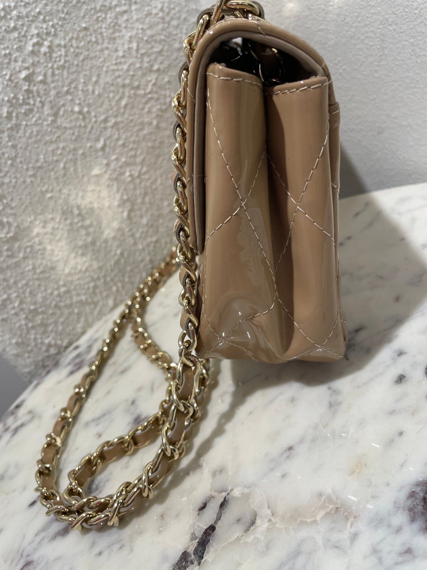 Russell & Bromley Quincemini Patent Leather Bag – Nude