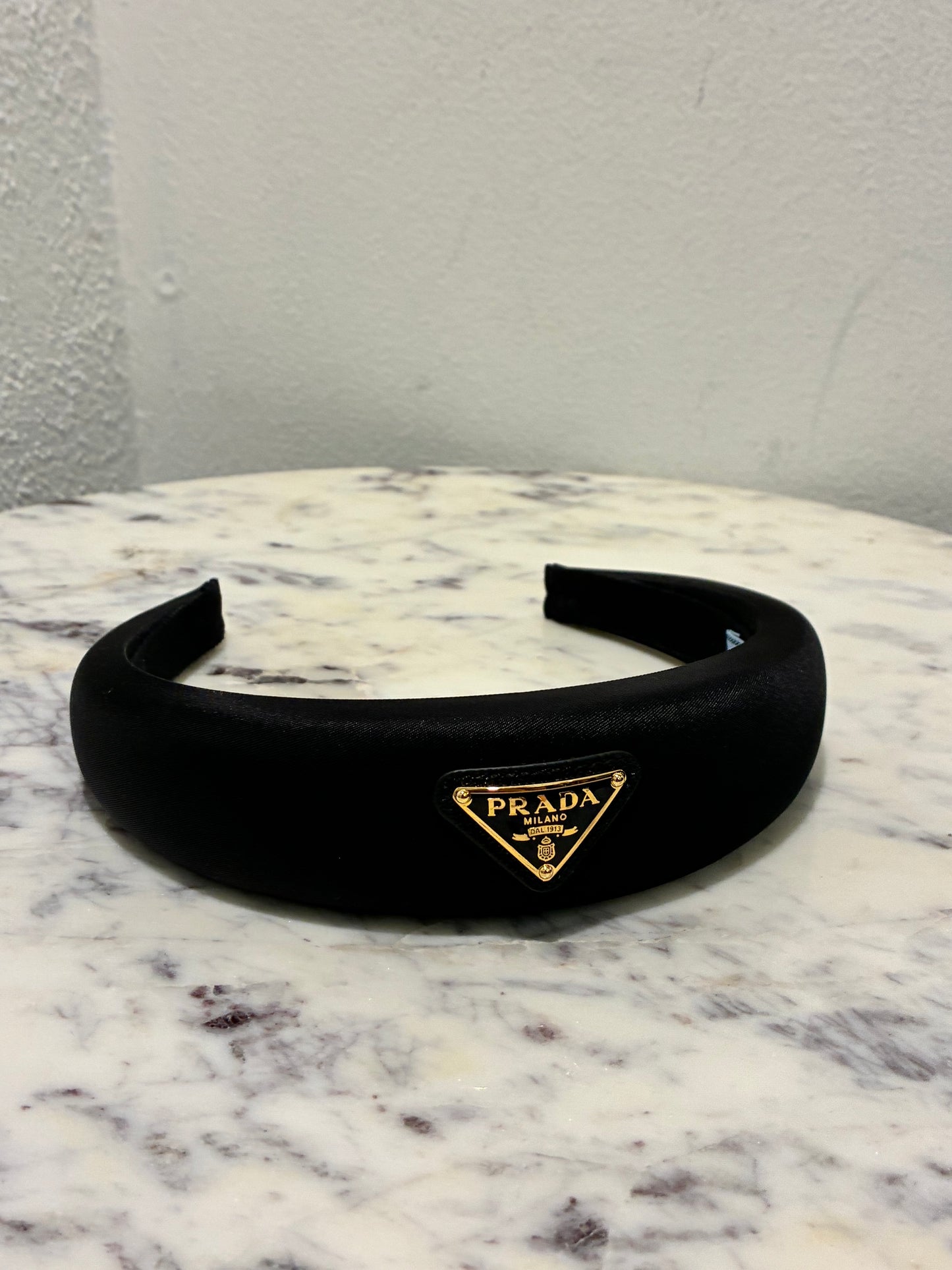 Prada Headband - Black with Silver Logo