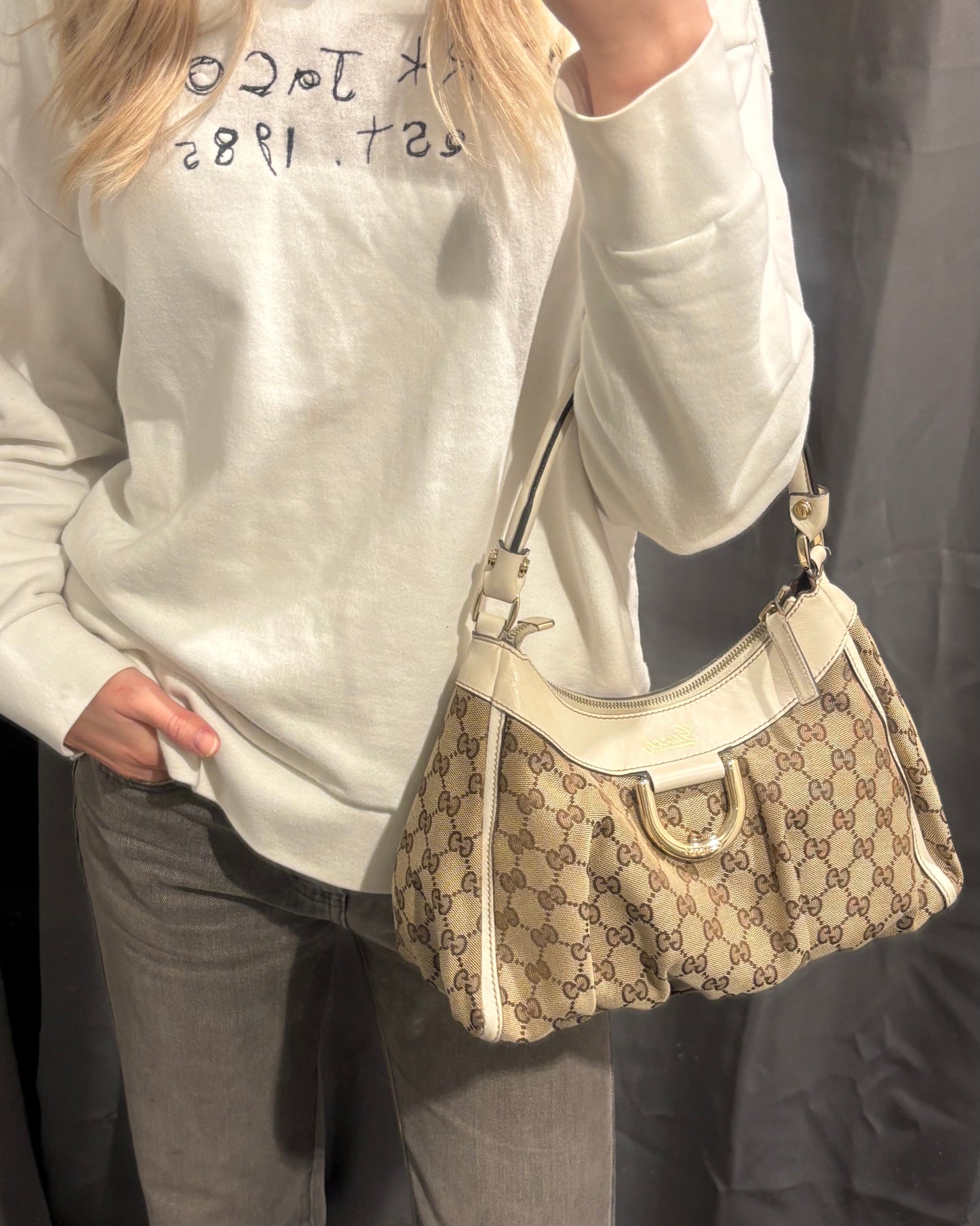 Gucci Abby Bag – Ecru Leather & Beige Monogram