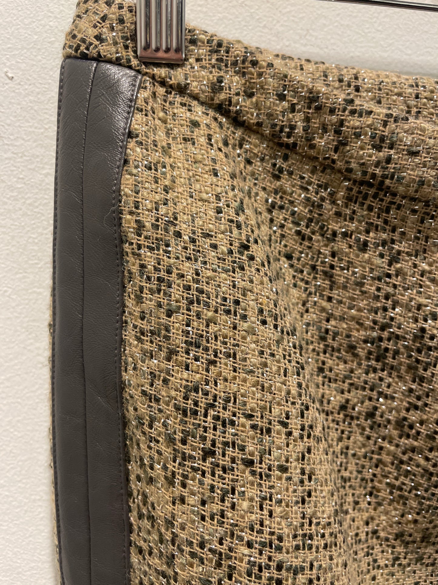 Malene Birger — Tweed Midi Skirt with Leather Panels and Gold Thread - Size EU 36