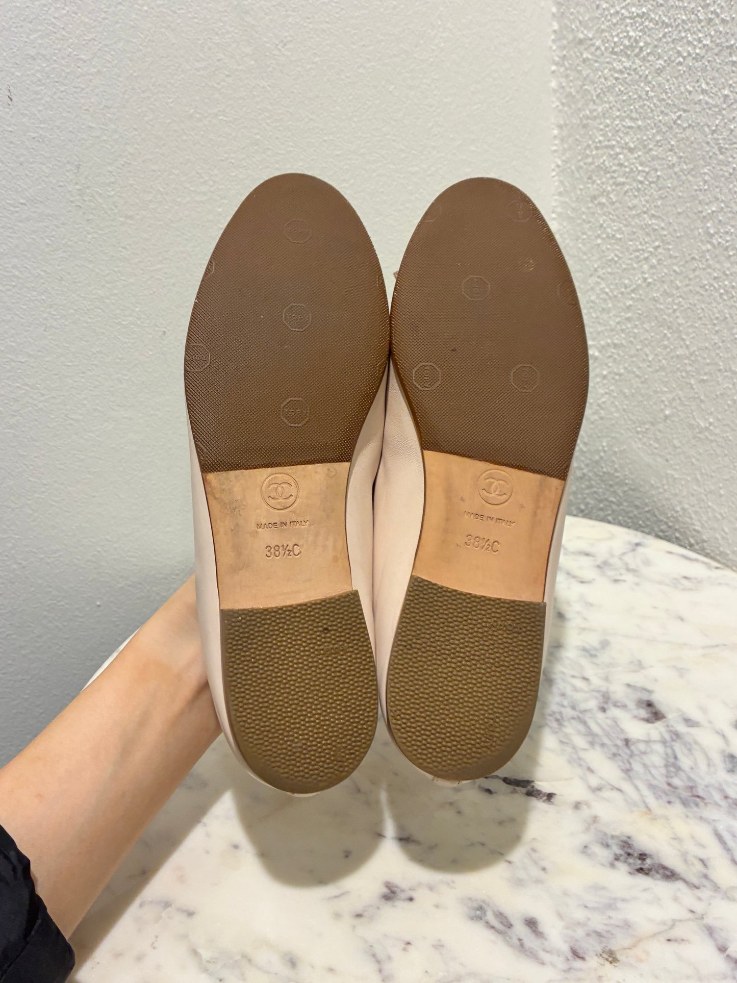 Chanel Ballerinas - Special Pair - Rose/Nude & Gold Toe - Size 38,5C