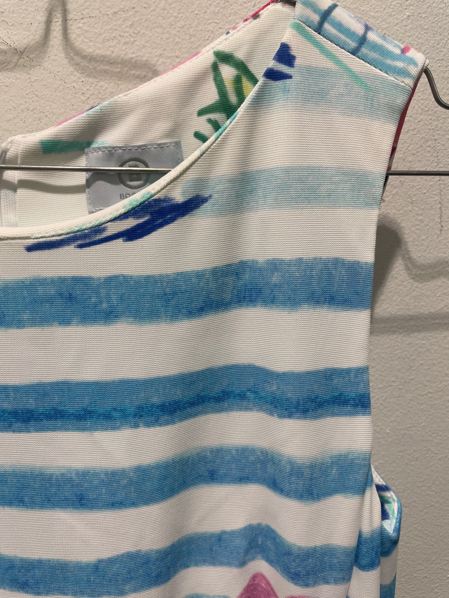 Vintage Bogner Sleeveless Dress with Scenic Riviera Print -