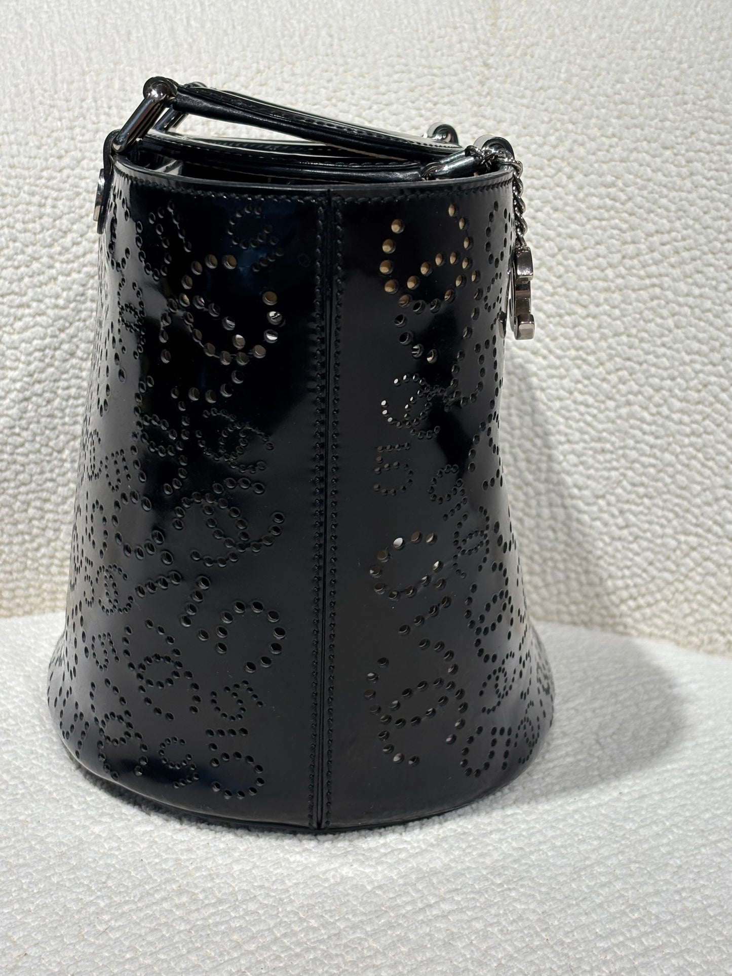 Chanel Handbag –  Black Perforated Patent Leather