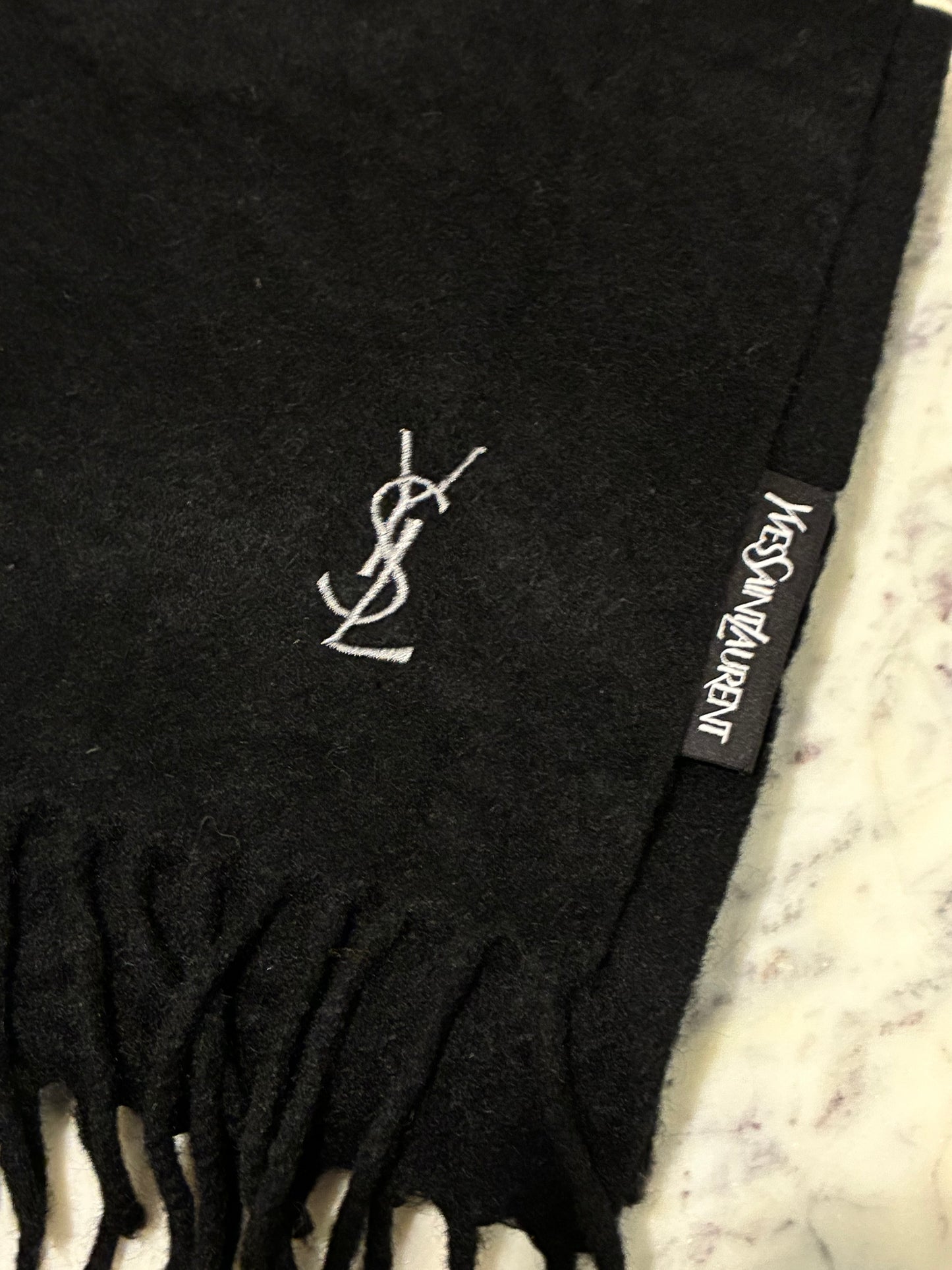 YSL Scarf - Cashmere - Black on Black