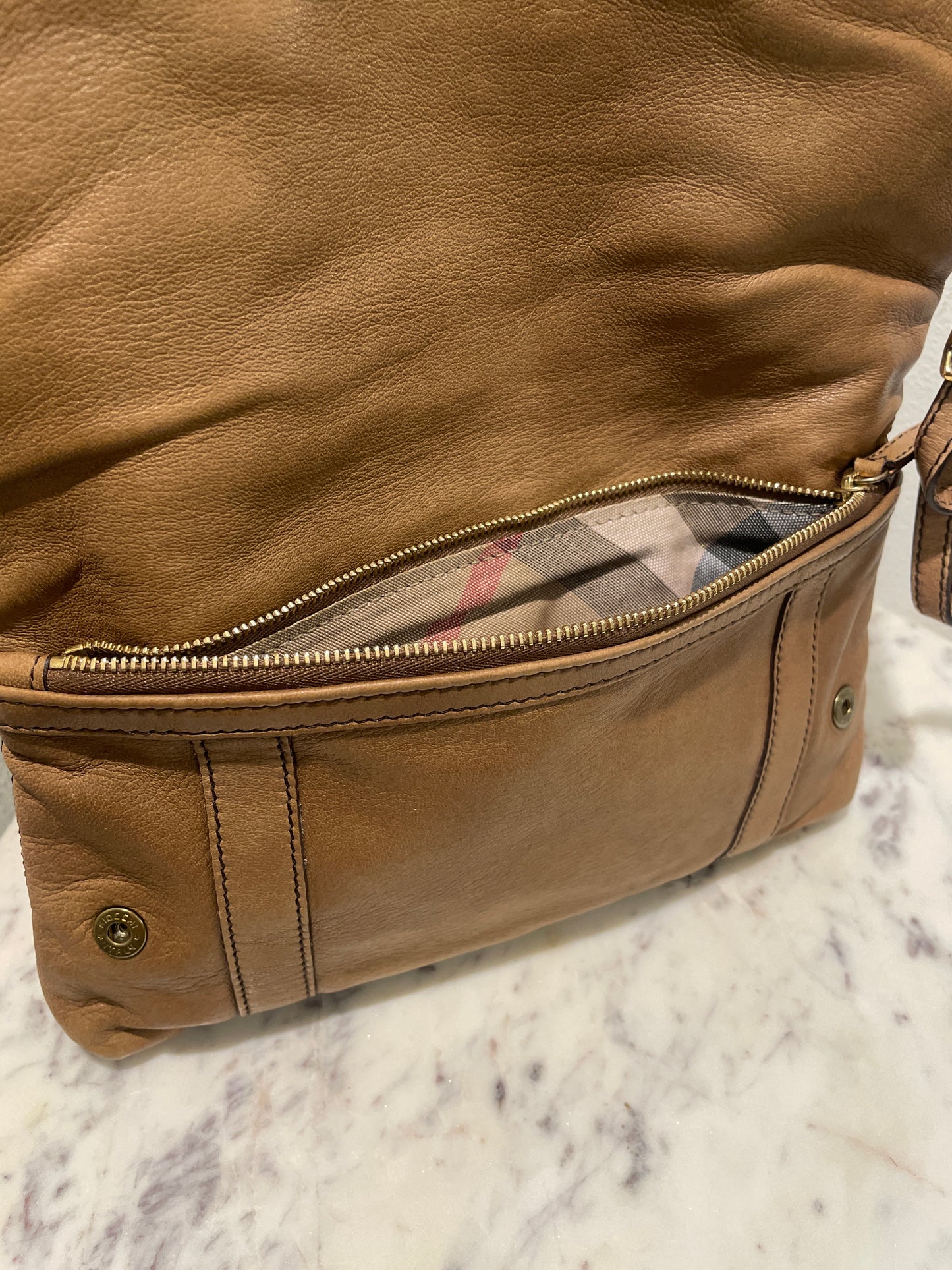Burberry Leather Foldover Wristlet Pouch