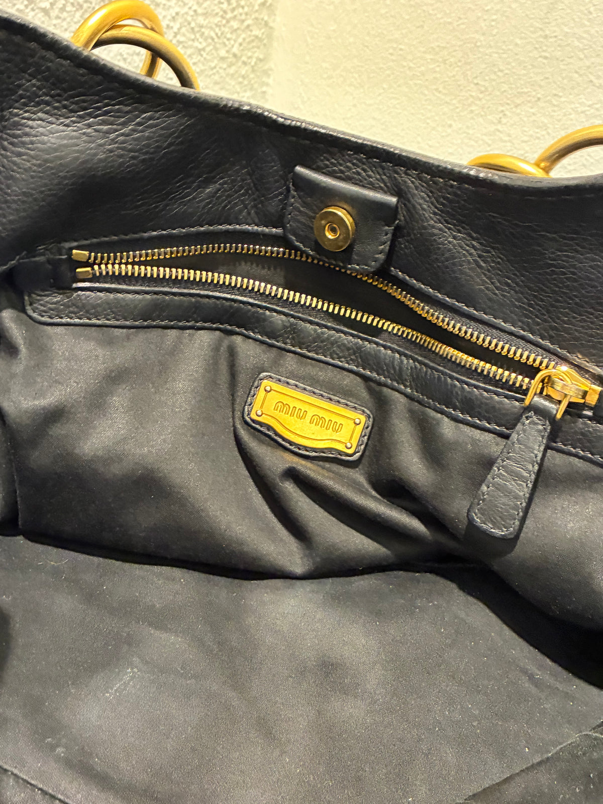 Miu Miu Tote - Black Leather & Gold Hardware
