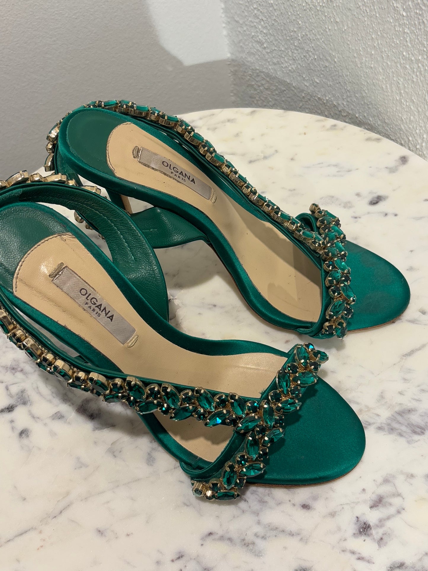 Olgana Paris - Heels - Satin & Crystals - 38 - Medinas Wardrobe
