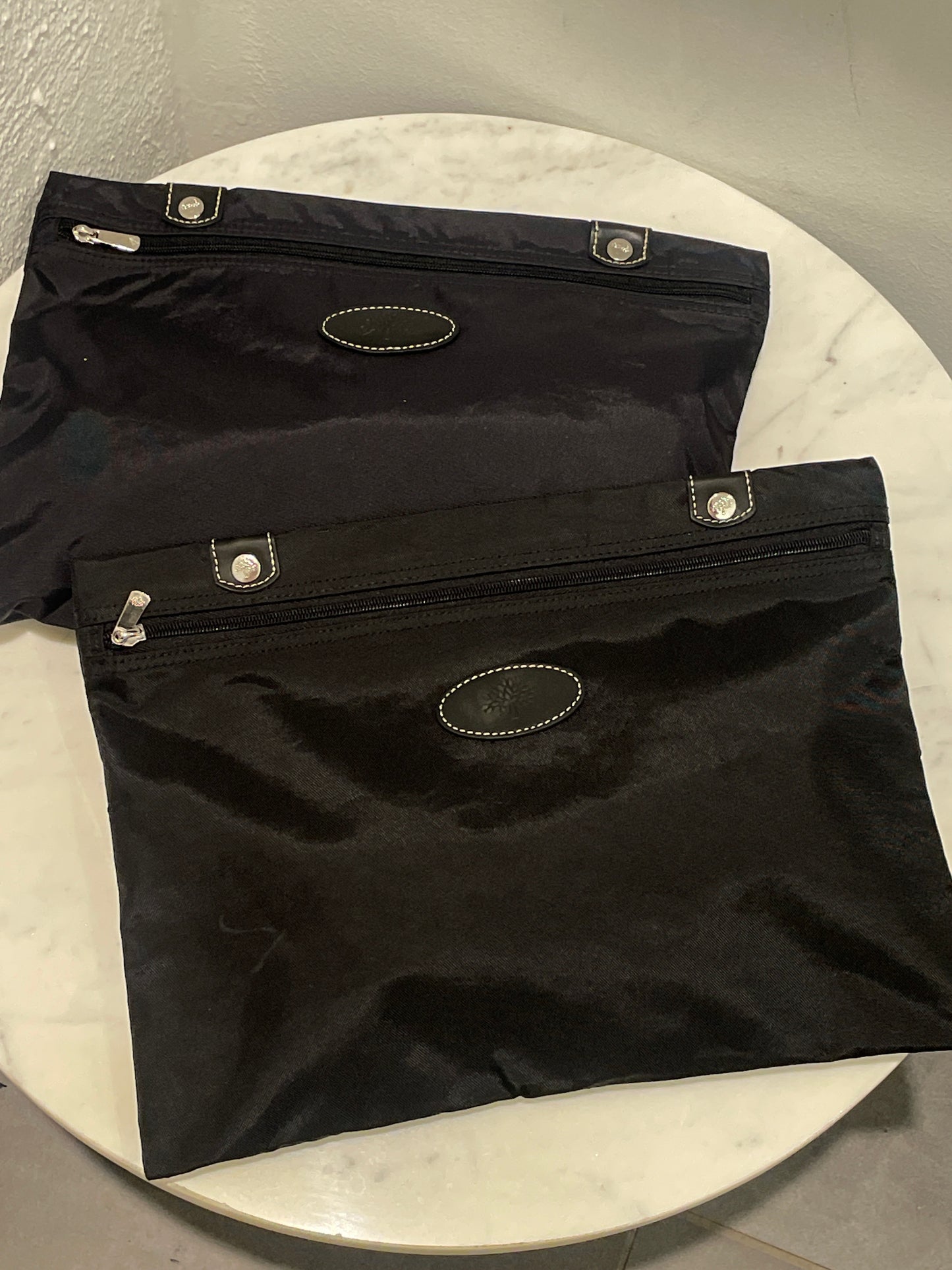 Classic Mulberry Clipper Travel Bag – Black Fabric with Leather Details