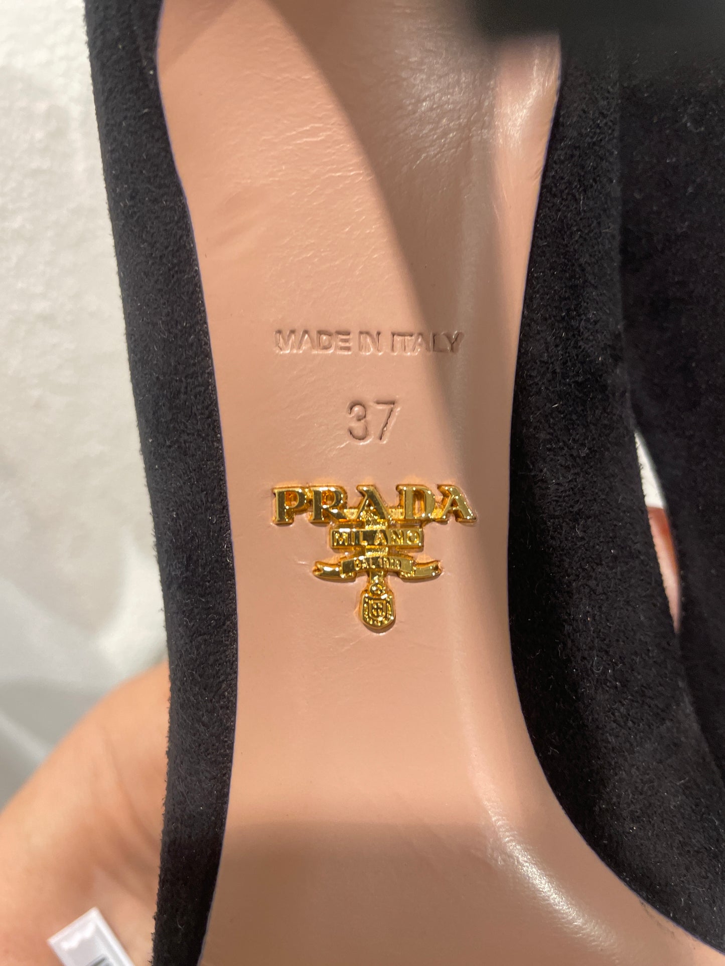 Classic Prada Black Suede Pointed-Toe Stiletto Pumps - 37