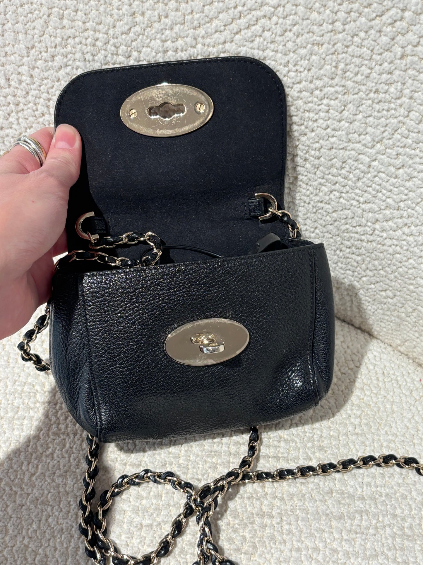 Mulberry Bag - Mini Lily - Black Grained Leather & Gold Hardware