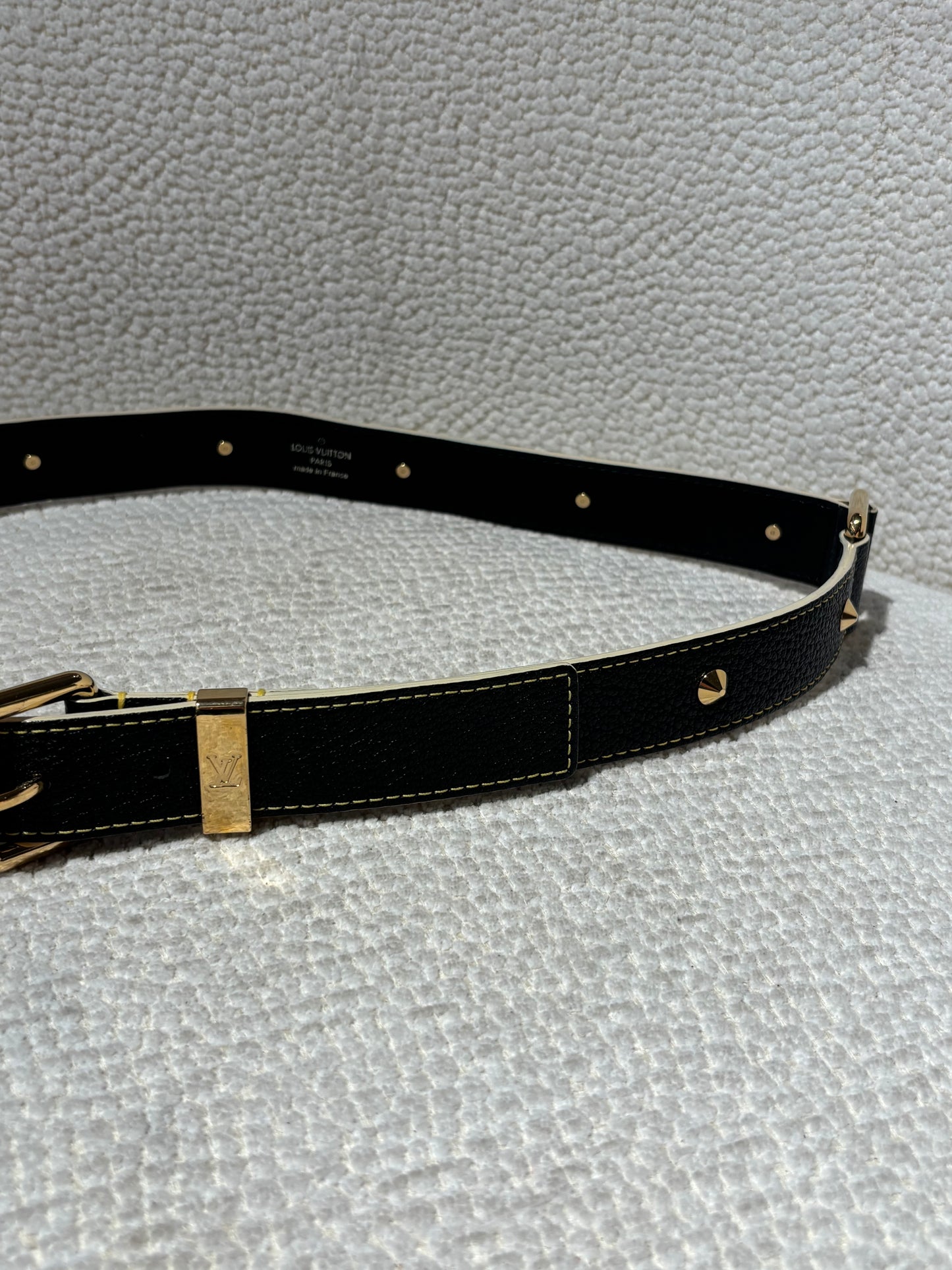 Louis Vuitton Belt - Black with Gold Details - Size 90