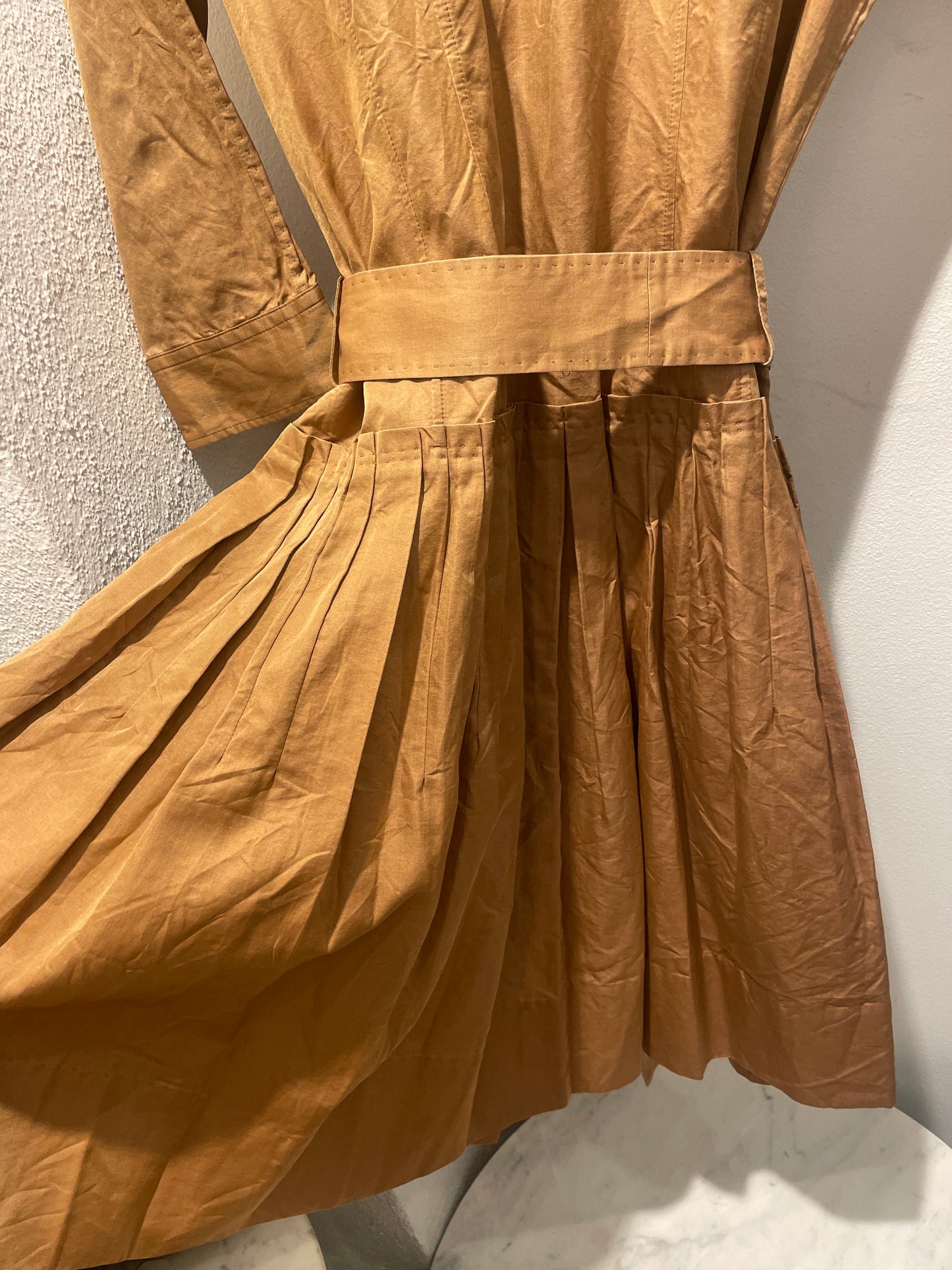 BOSS dress – Camel poplin shirtdress with tie-belt  - M