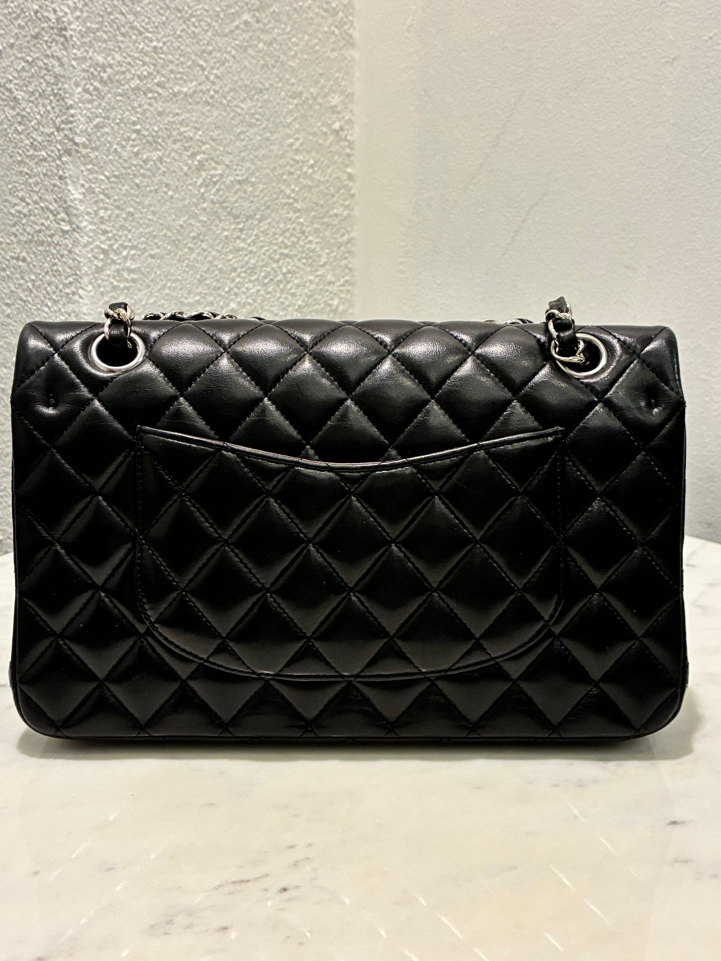 Chanel Classic Flap Medium - Black Lambskin & Silver Hardware - 2020 - FULL SET!