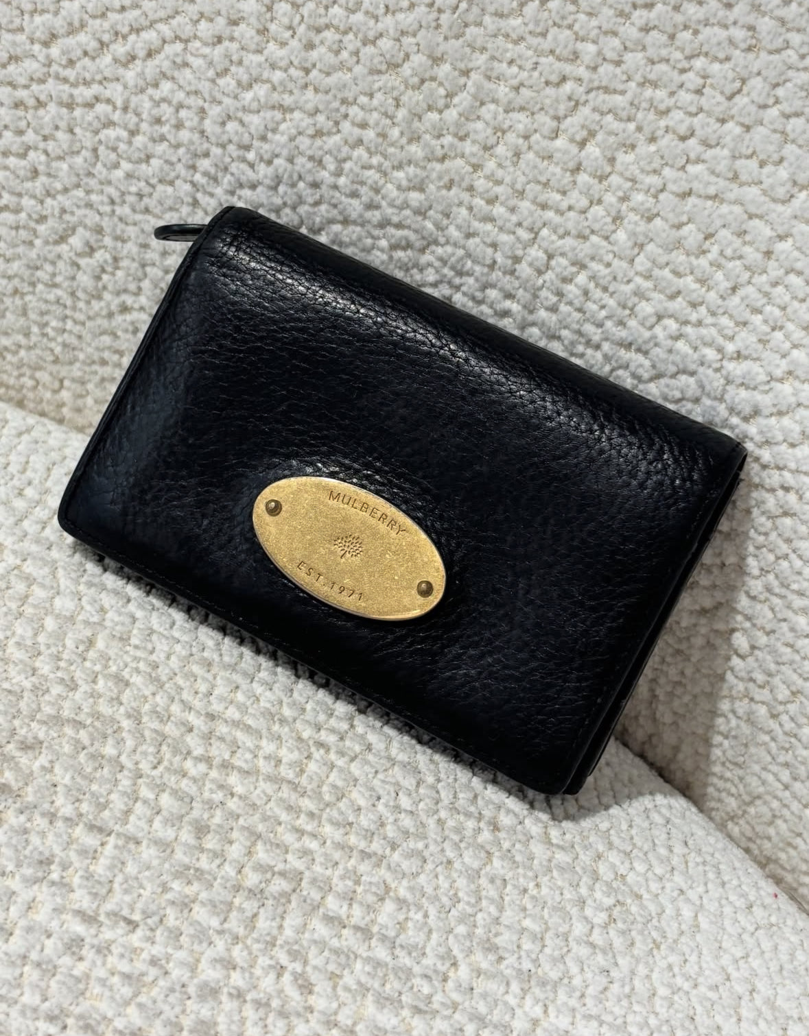 Mulberry Wallet - Black Leather & Gold Hardware