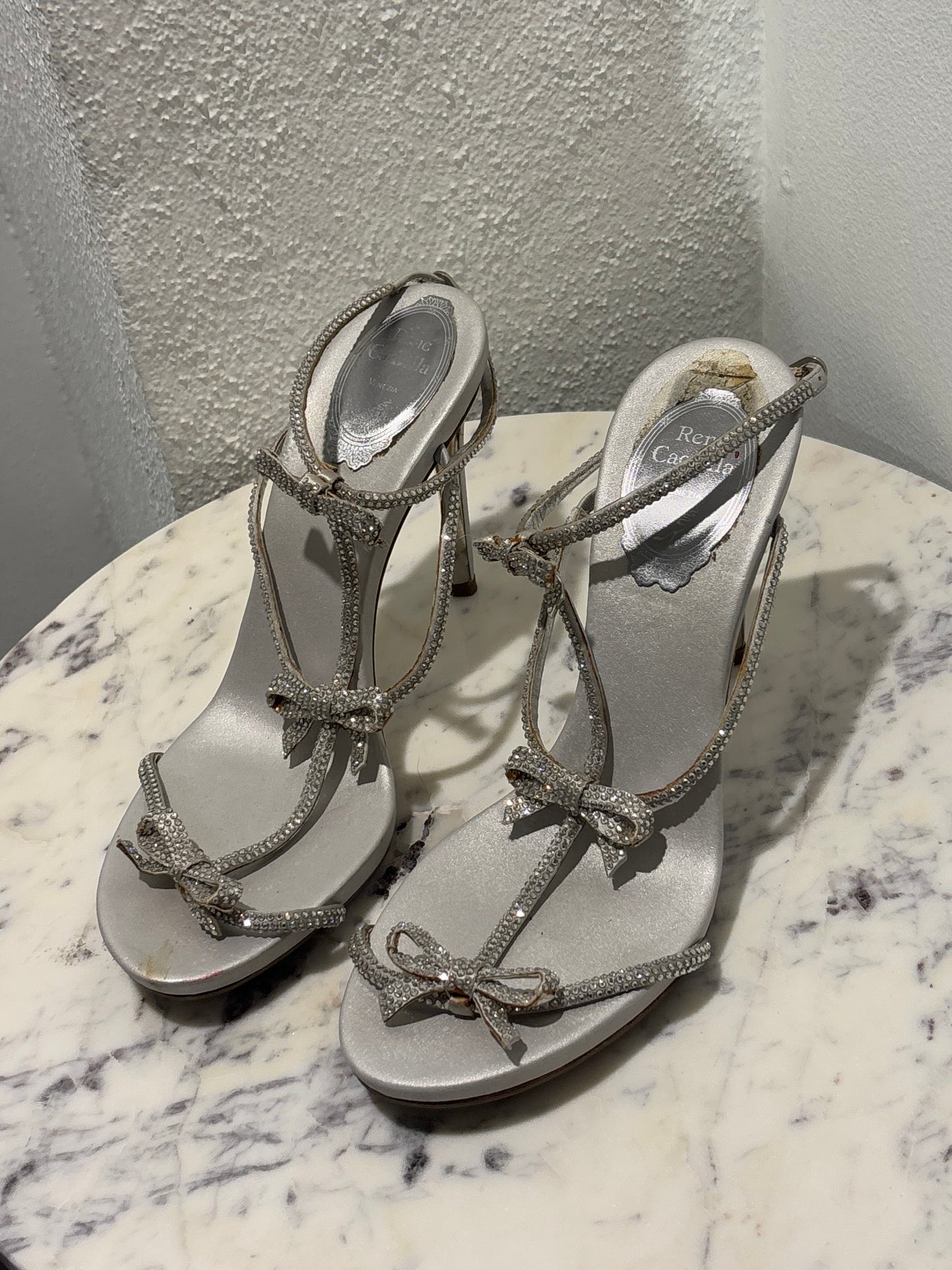 René Caovilla - Heeled Sandals - Silver - 39 - Medinas Wardrobe