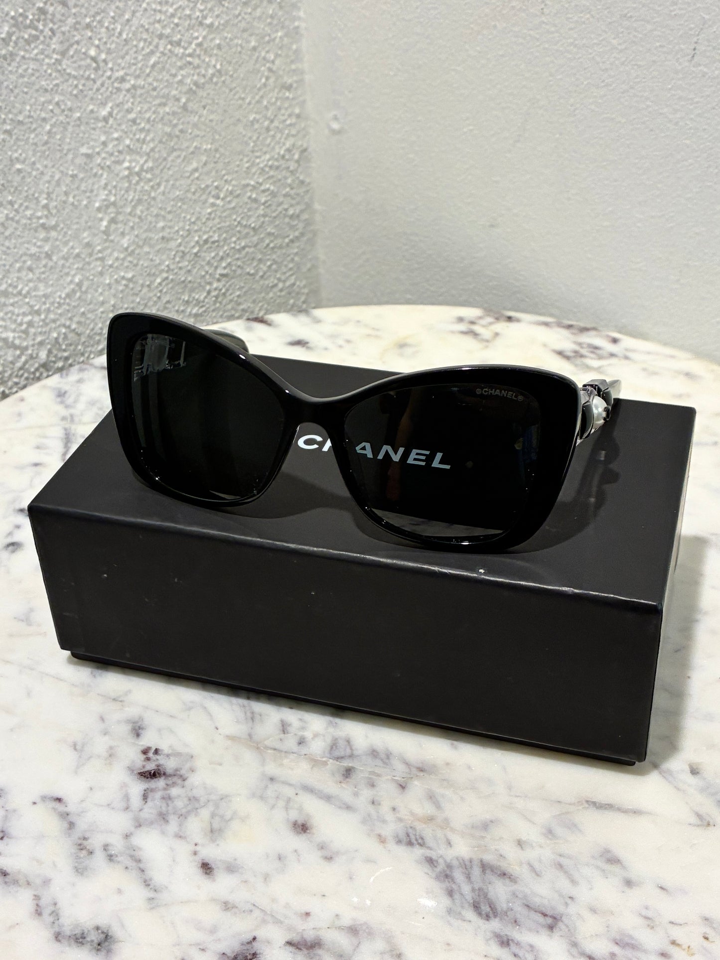 Chanel Sunglasses - Black with CC Pearl Logo