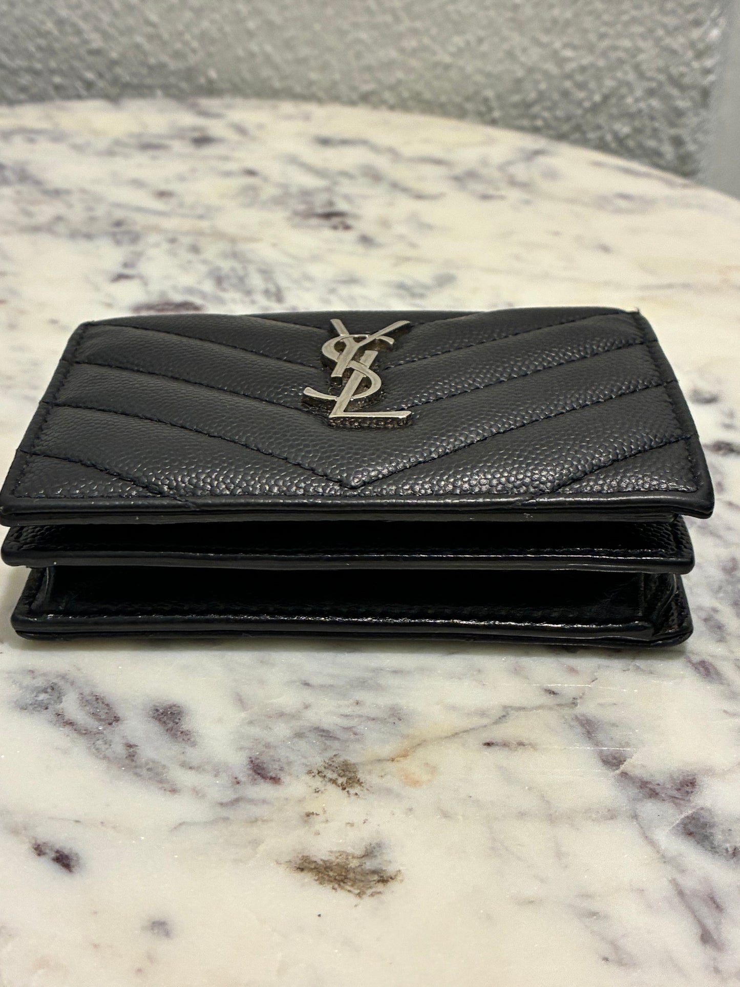 YSL Wallet - Black Calfskin & Silver Logo