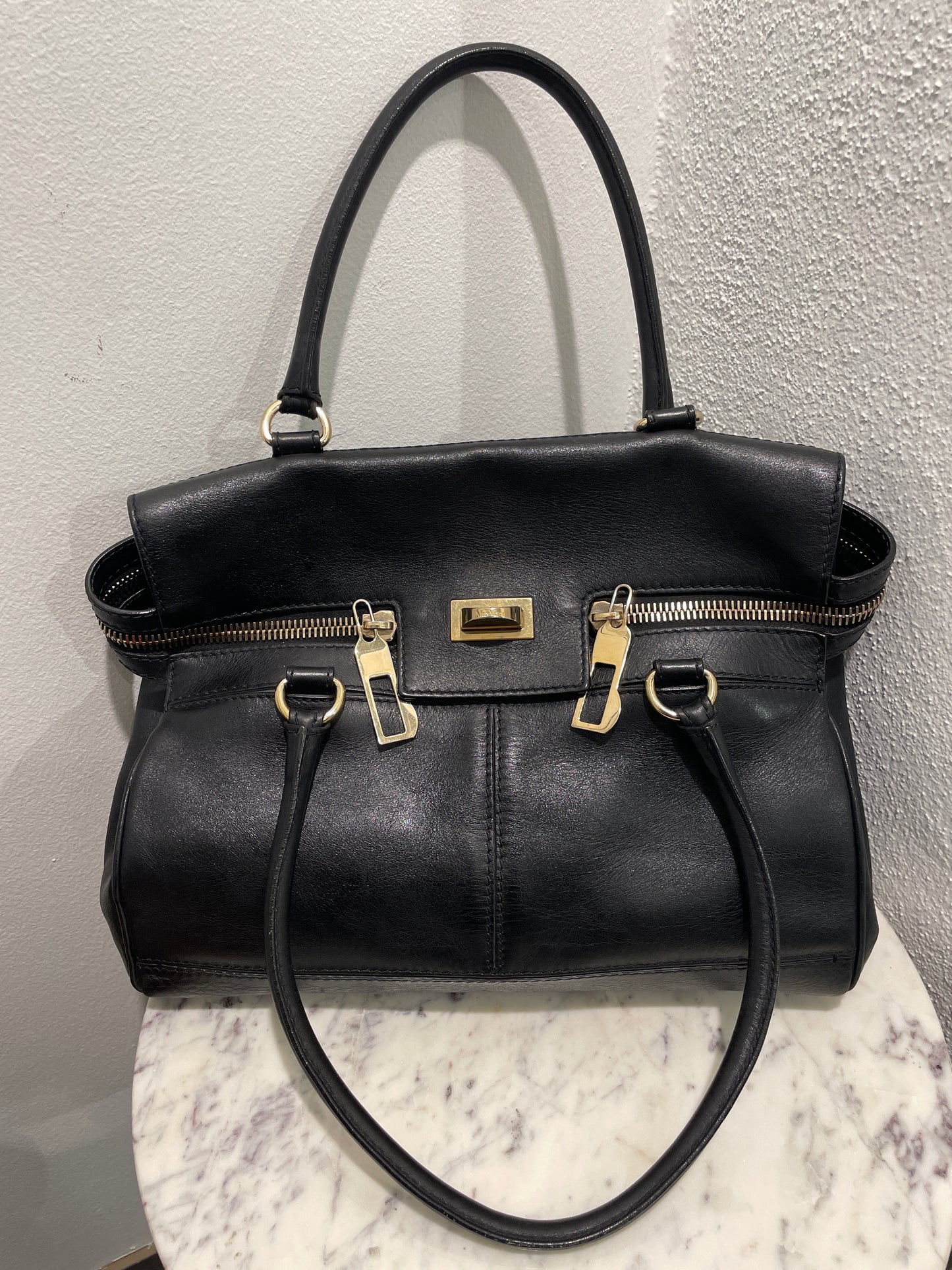 Max Mara Margaux Leather Handbag – Black