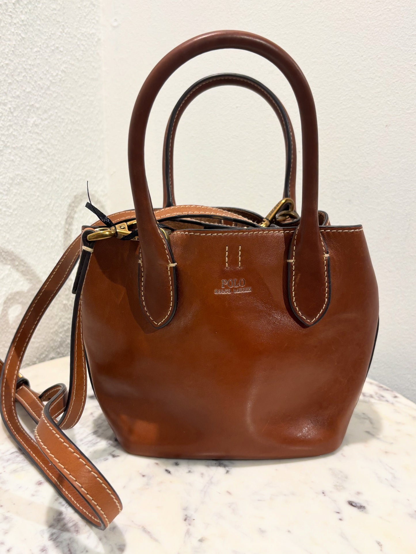 Polo Ralph Lauren Bucket Bag - Cognac Leather