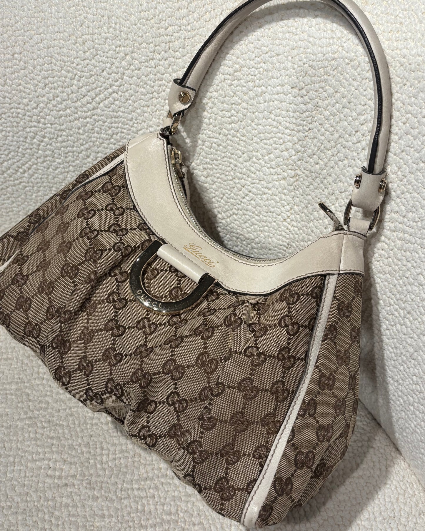 Gucci Abby Bag – Ecru Leather & Beige Monogram