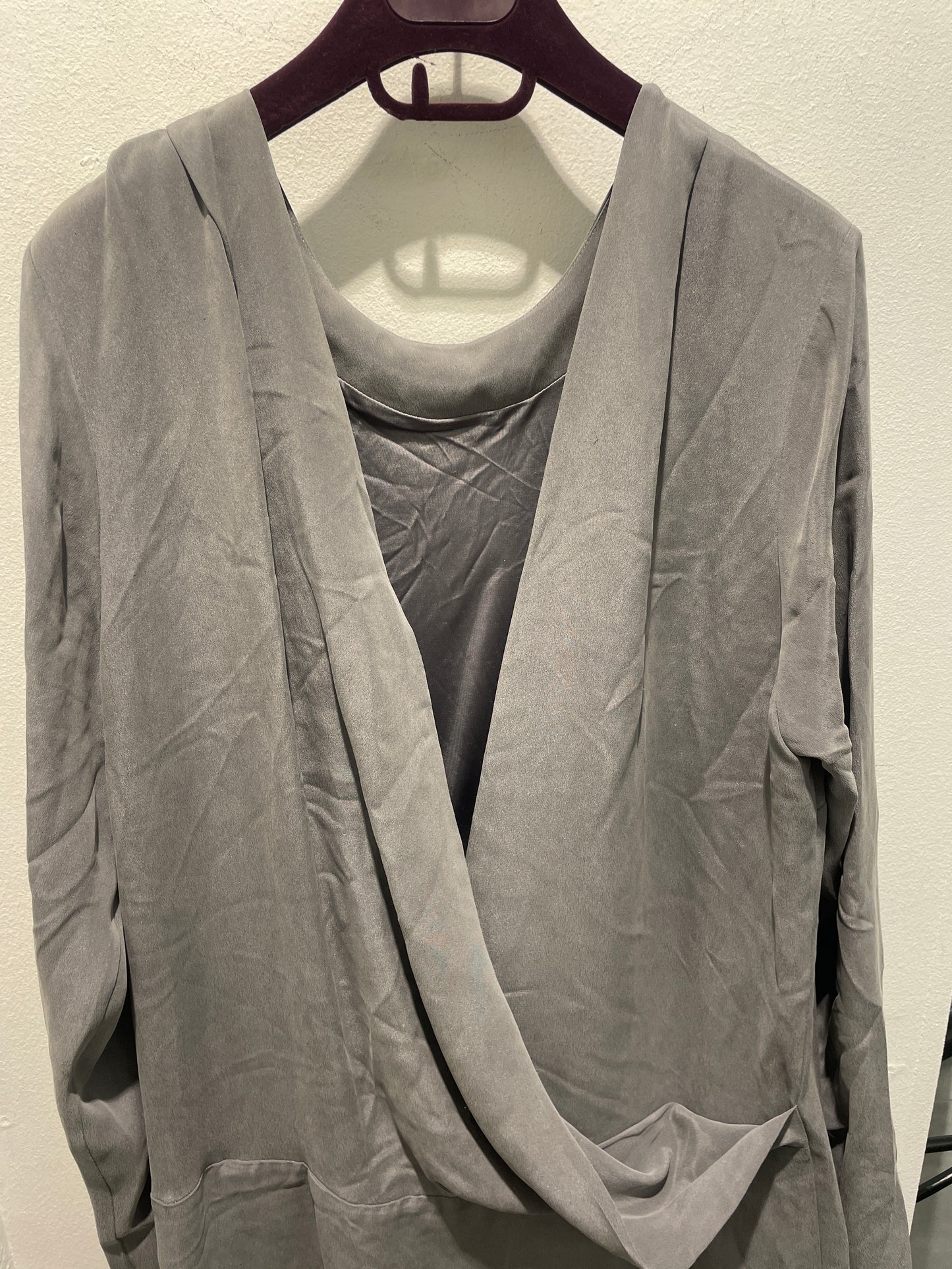 By Malene Birger Jeanetti Floor-Length Maxi Gown with Draped Open Back – Charcoal Grey – Size EU40