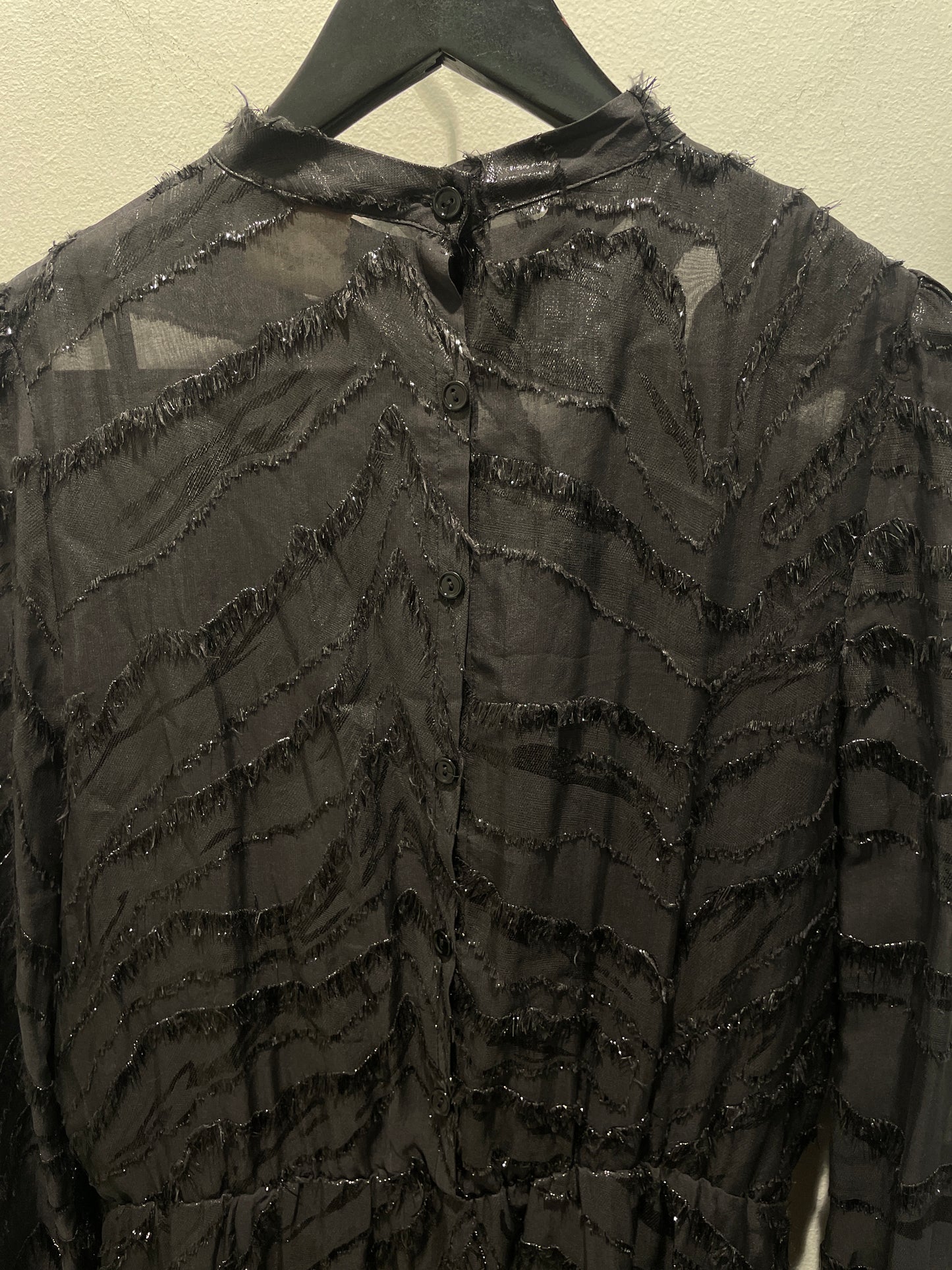 Julie Fagerholt Heartmade — Black Textured Midi Dress with Back Buttons - Size EU 36