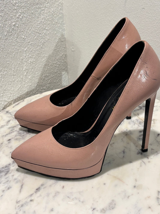 Saint Laurent - Janis platform pumps - Soft pink - 100 mm - 38,5  - Medinas Wardrobe