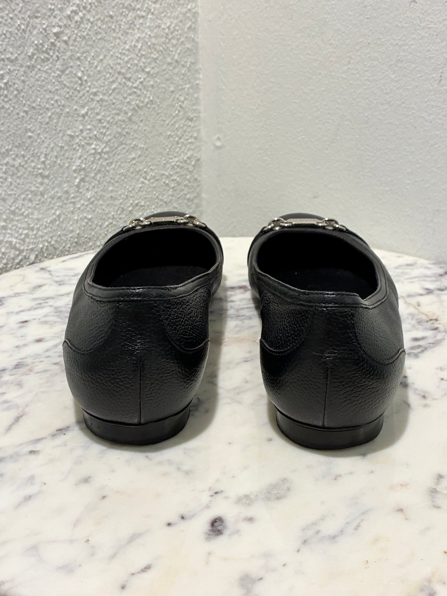 Gucci Ballerina - Black Leather with Silver Bit - EU 38.5