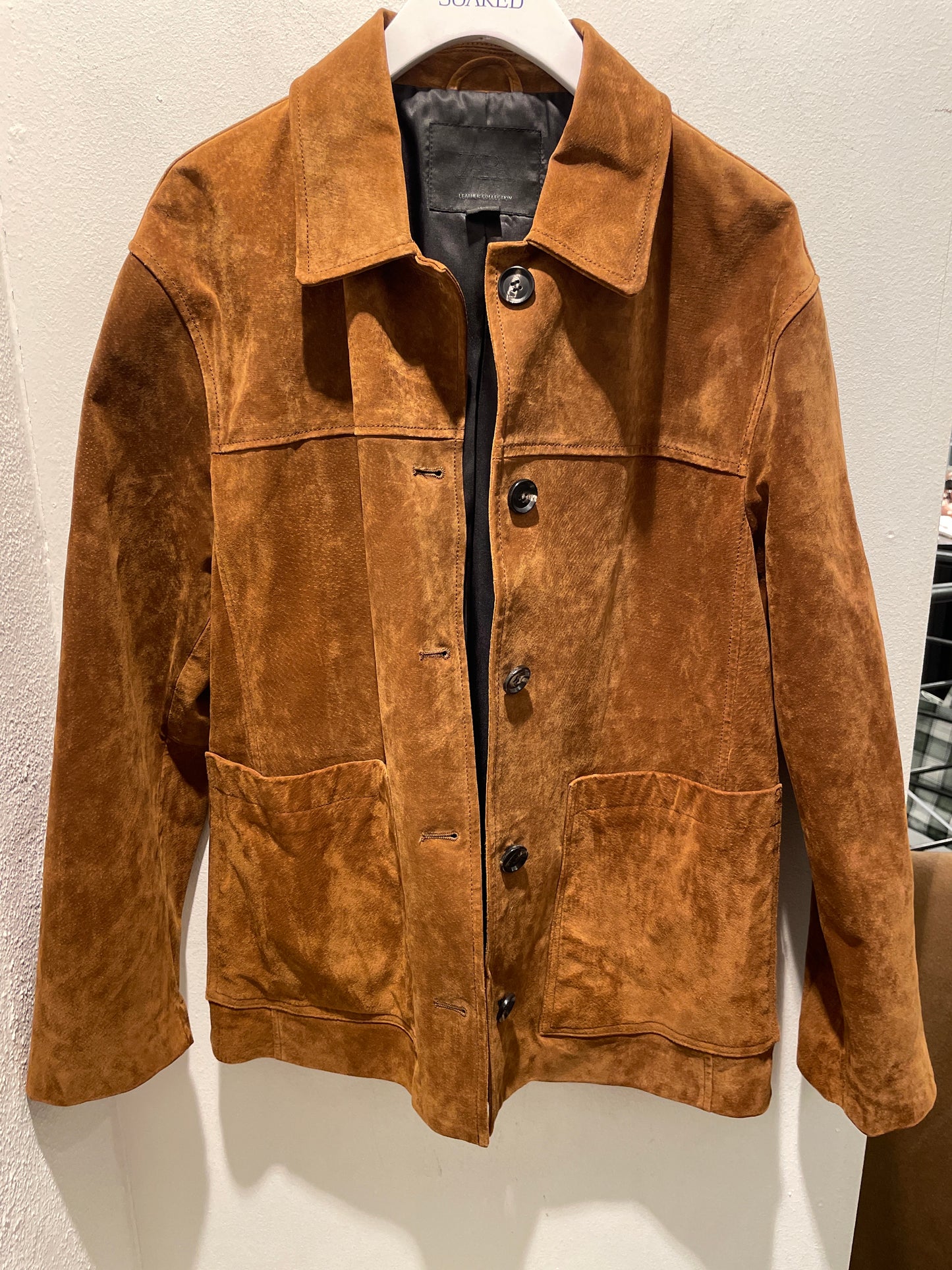 Zara Leather Collection Ruskindsjakke – Str. S/M / Cognac - Medinas Wardrobe