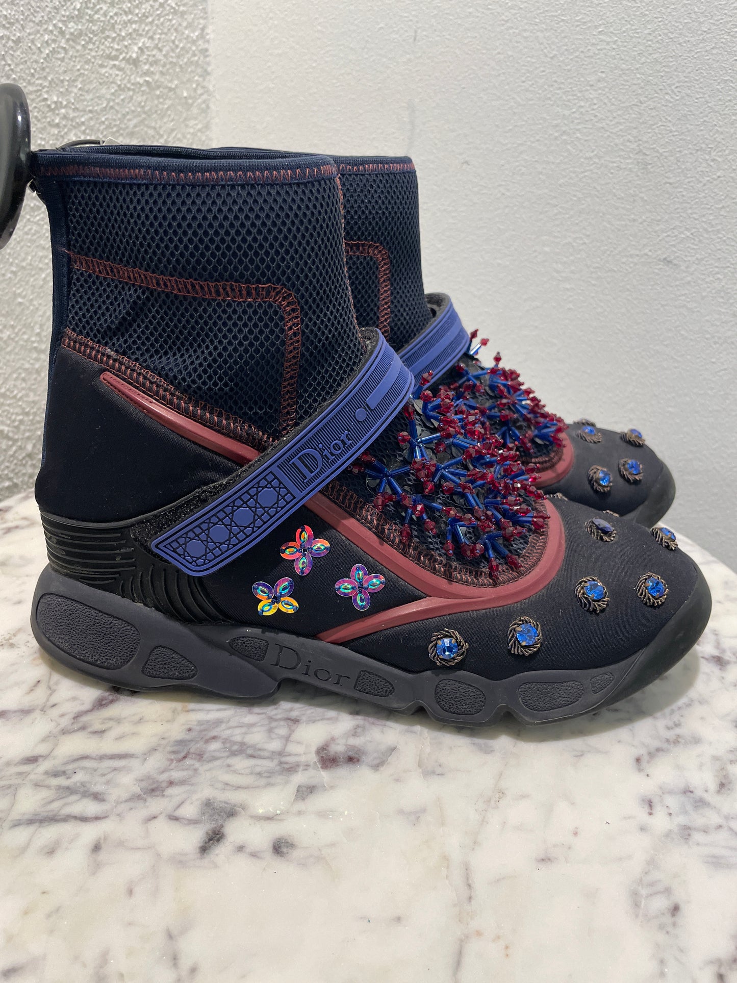 Christian Dior 'Fusion' Embellished High-Top Sneakers – Rare Couture Edition - 38,5