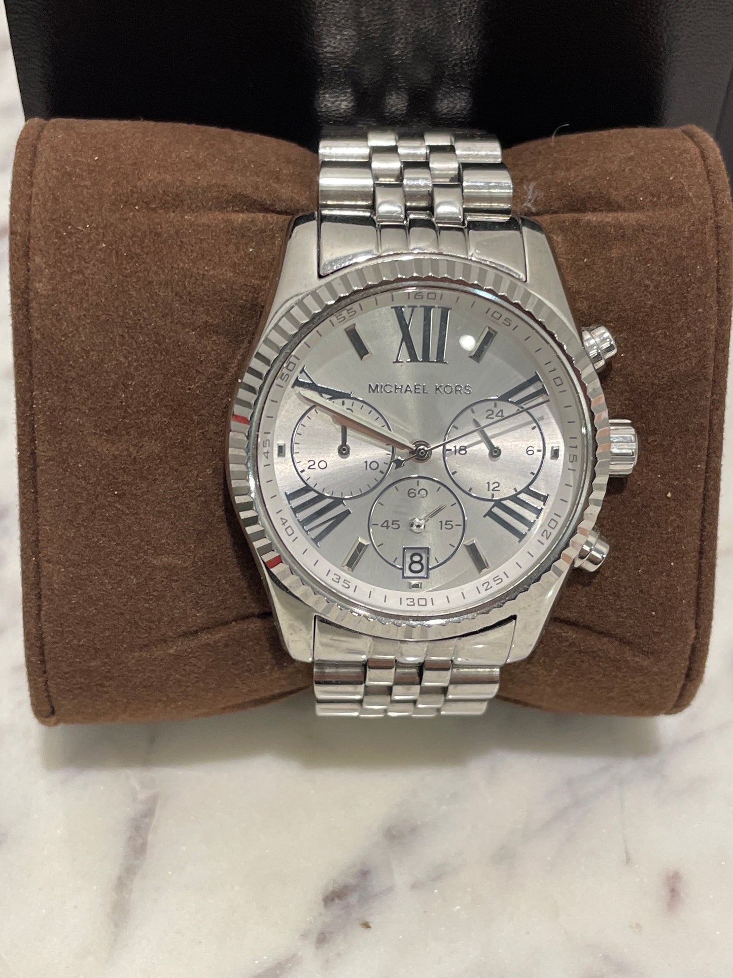 Michael Kors Lexington Chronograph Watch – Silver Stainless Steel