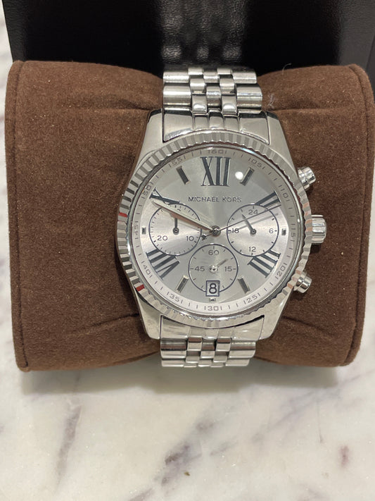 Michael Kors Lexington Chronograph Watch – Silver Stainless Steel