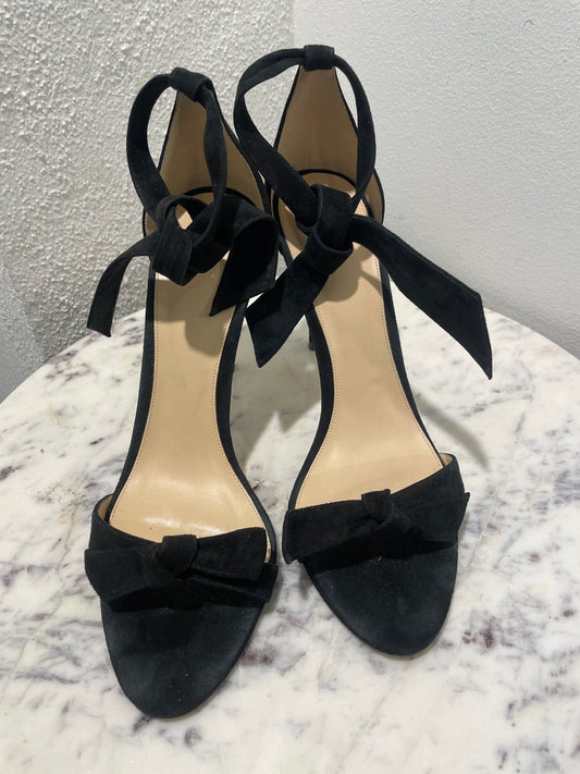 Alexandre Birman Clarita Black Suede Ankle-Tie Sandals Heels - 41
