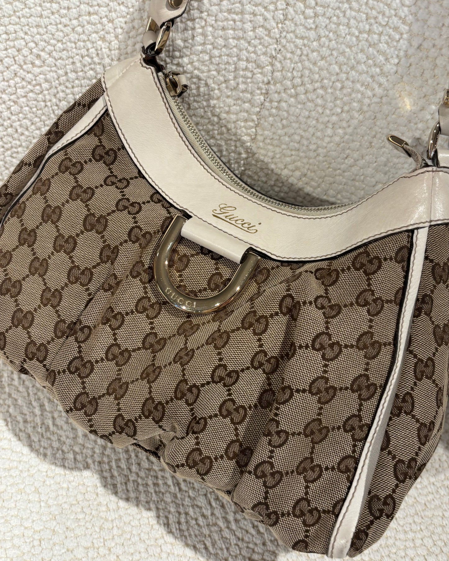 Gucci Abby Bag – Ecru Leather & Beige Monogram