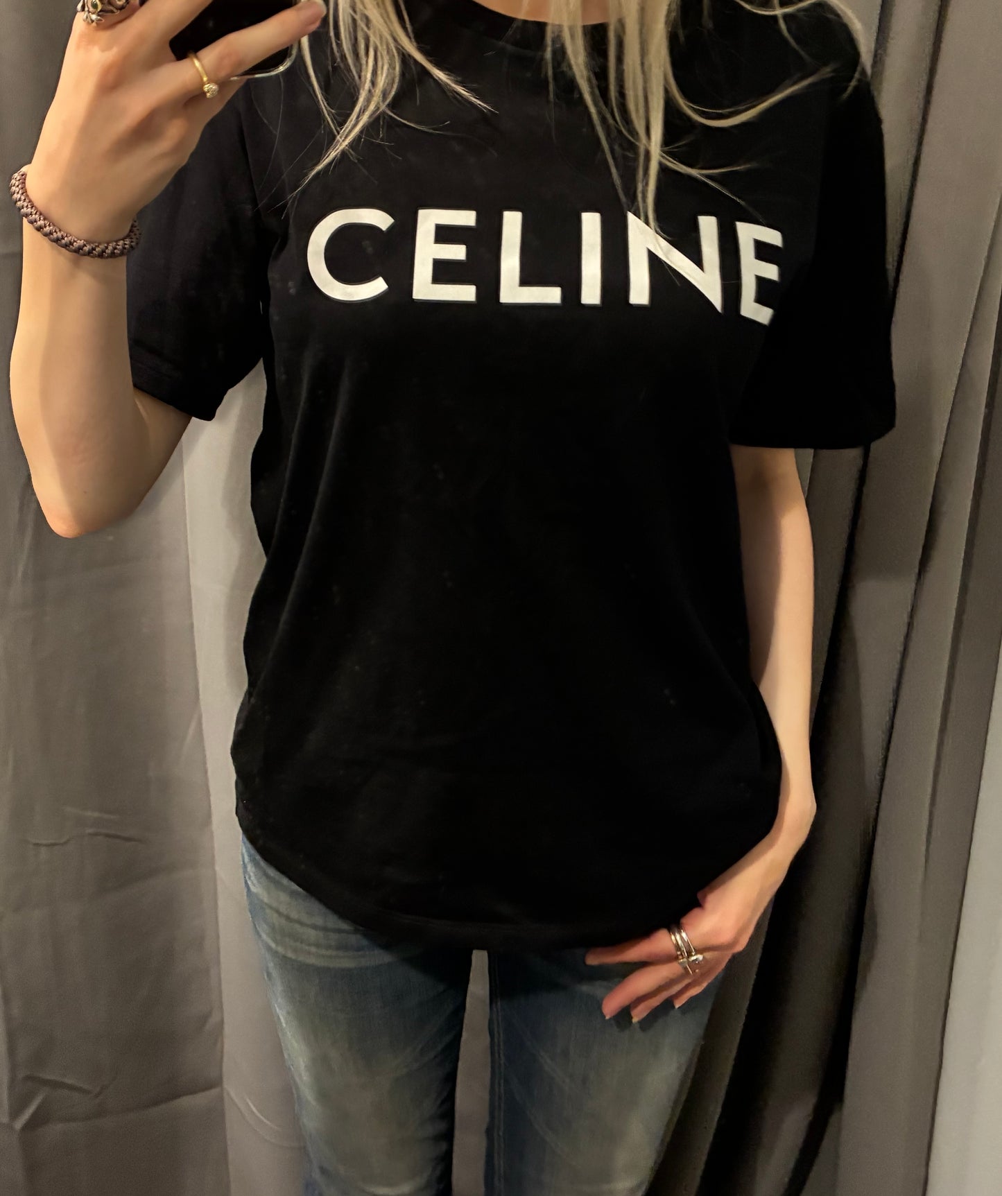 Celine Logo Tee - Black & White - Size M