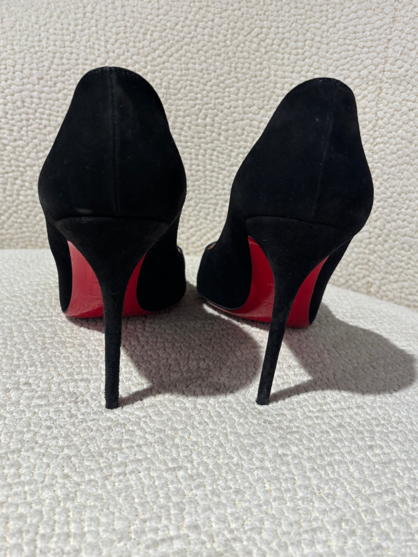 Christian Louboutin Heels – Black Suede with Red Soles - EU 40