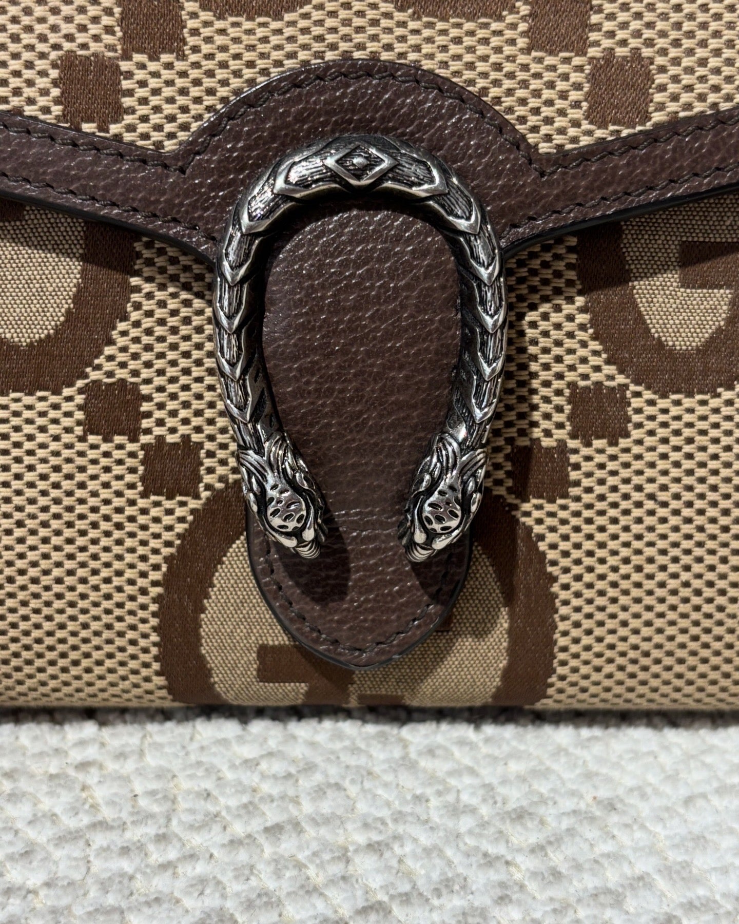 Gucci Dionysus Wallet on Chain - Brown Supreme Canvas & Silver Hardware