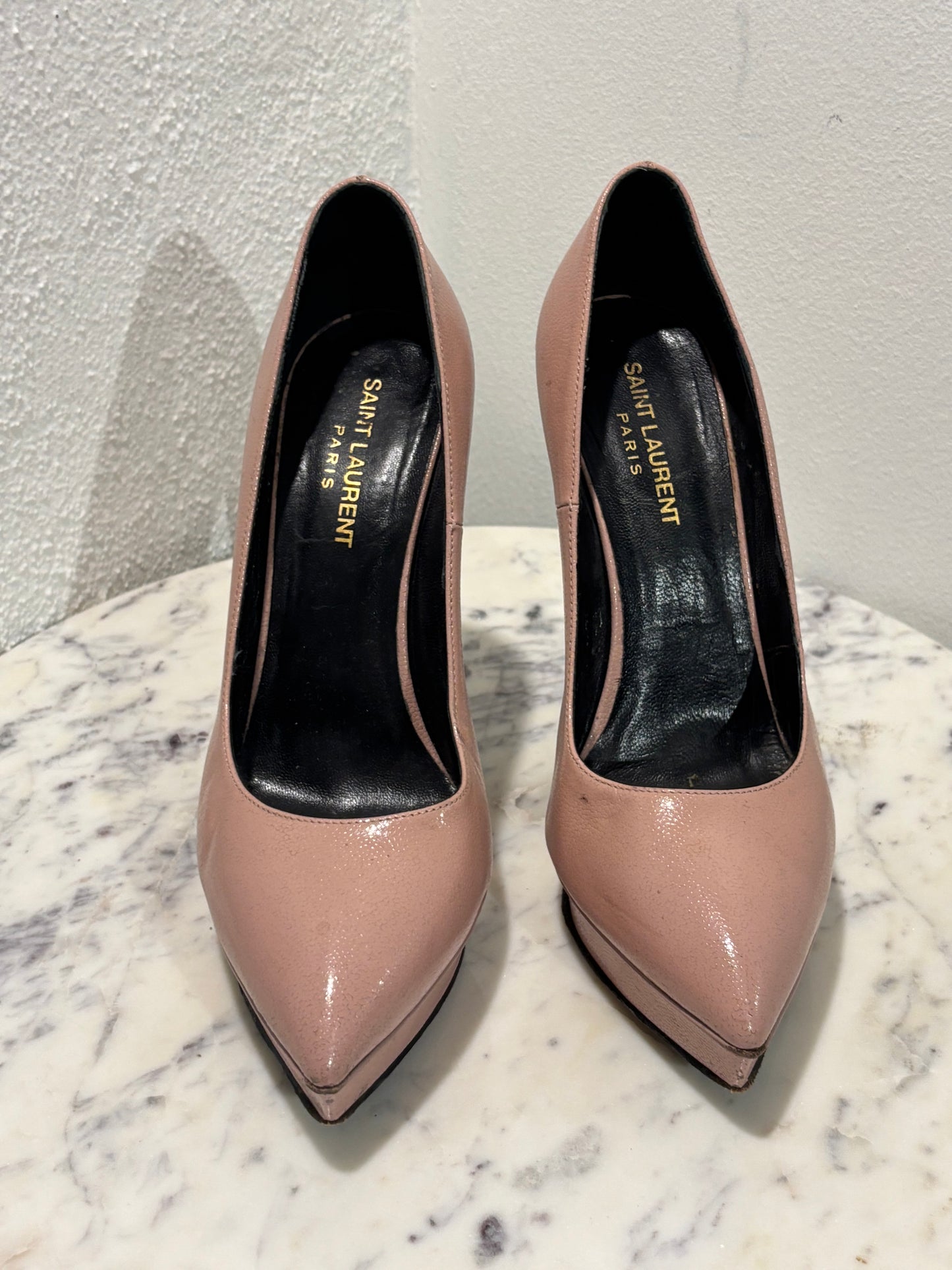 Saint Laurent - Janis platform pumps - Soft pink - 100 mm - 38,5  - Medinas Wardrobe